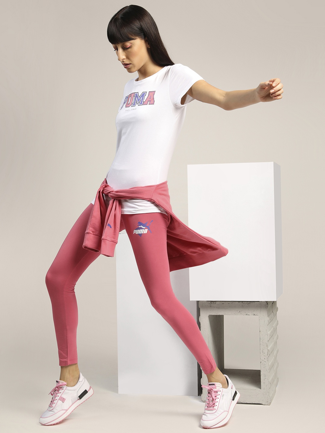 

Puma Women Pink Printed Round Neck T-shirt