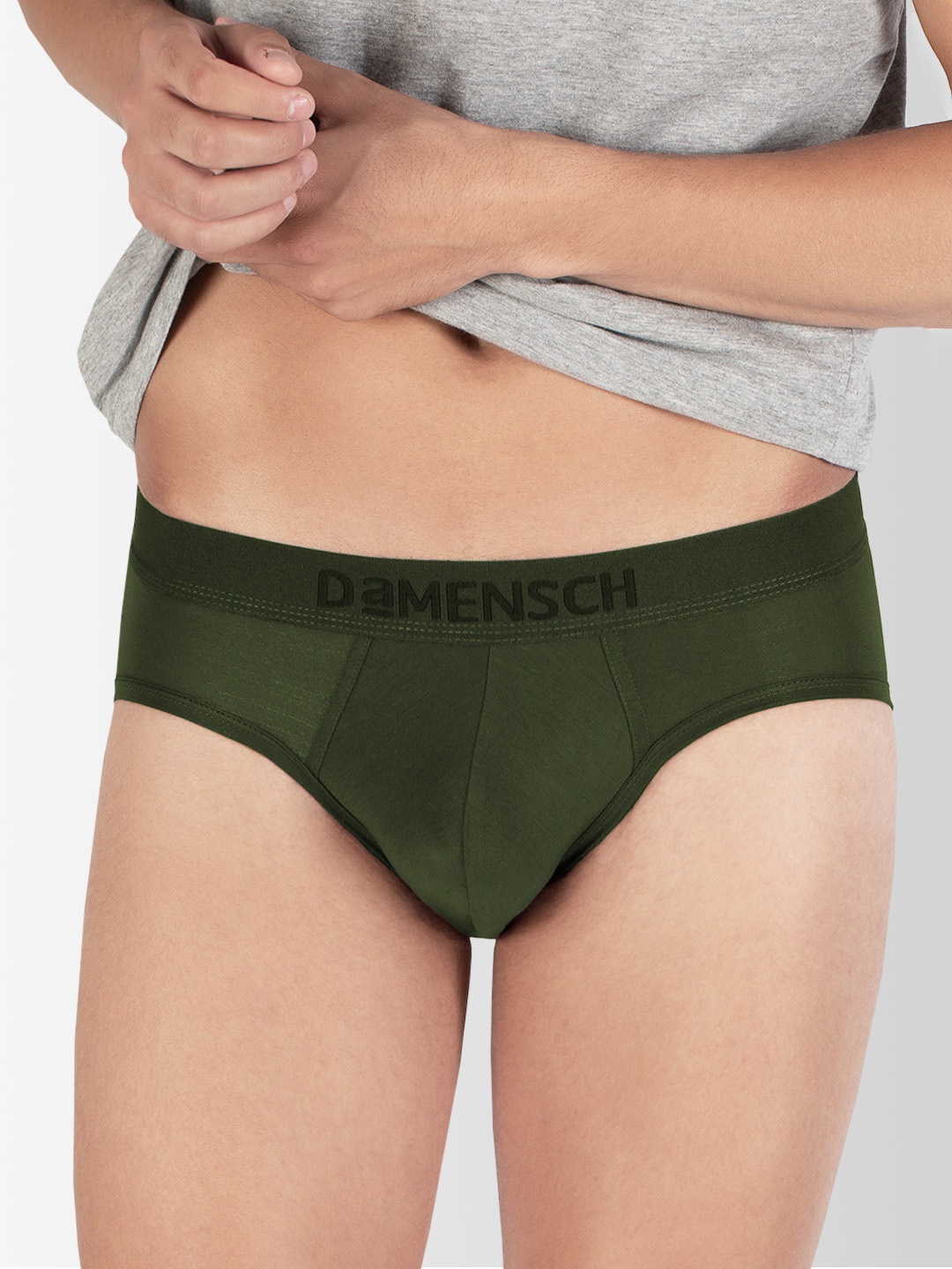 

DaMENSCH DEO-SOFT Solid Premium Egyptian Cotton-Modal Blend Briefs, Green