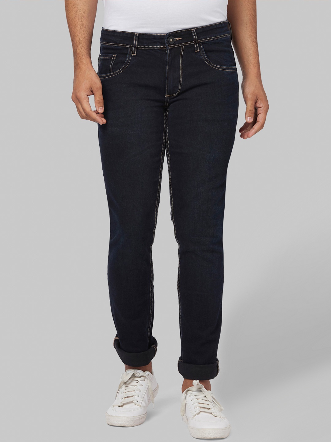 

Park Avenue Men Navy Blue Regular Fit Low-Rise Clean Look Stretchable Jeans