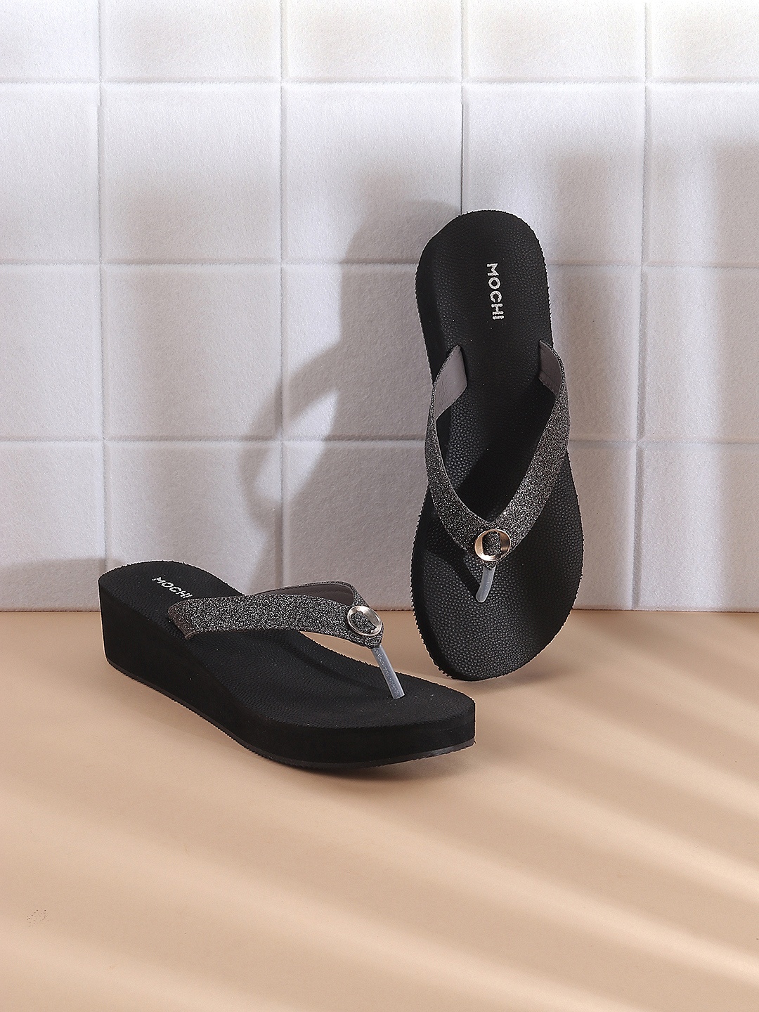 

Mochi Women Grey Embellished Wedges