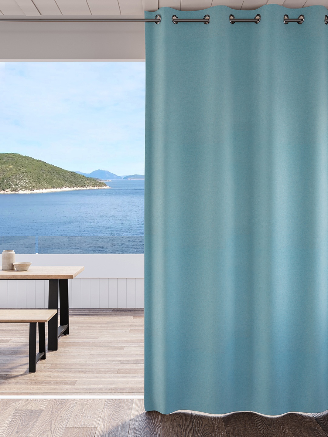 

DDecor Turquoise Blue Single Curtain Curtain