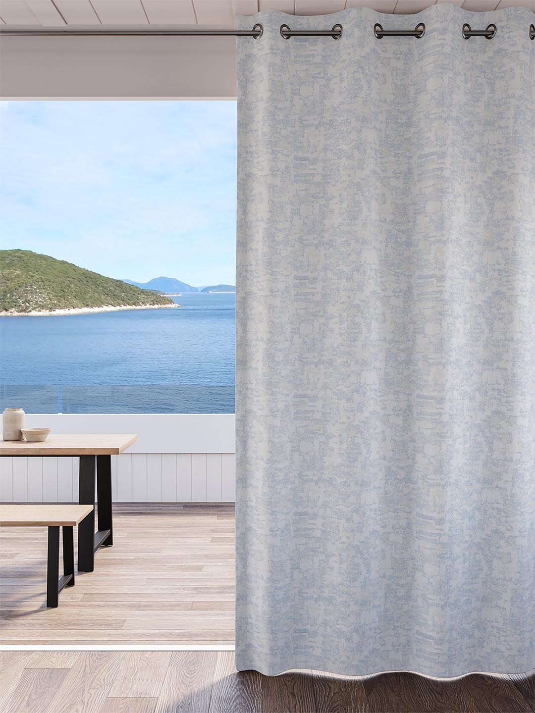 

DDecor Blue Printed Single Curtain