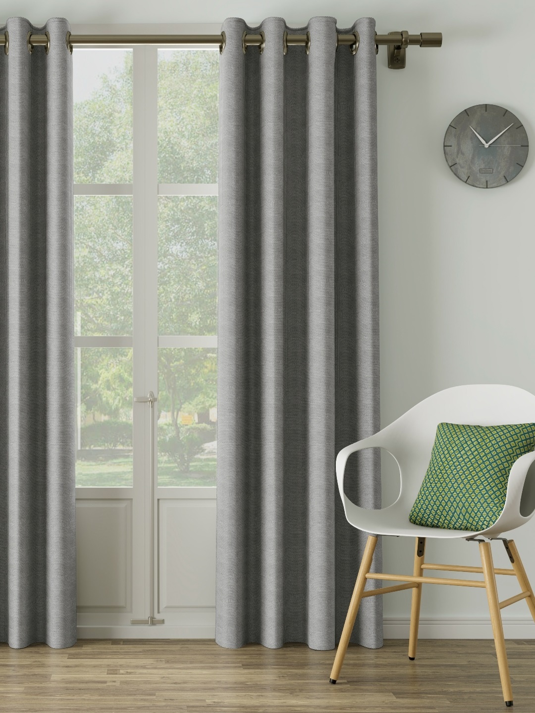 

DDecor Grey Self Design Single Long Door Curtain