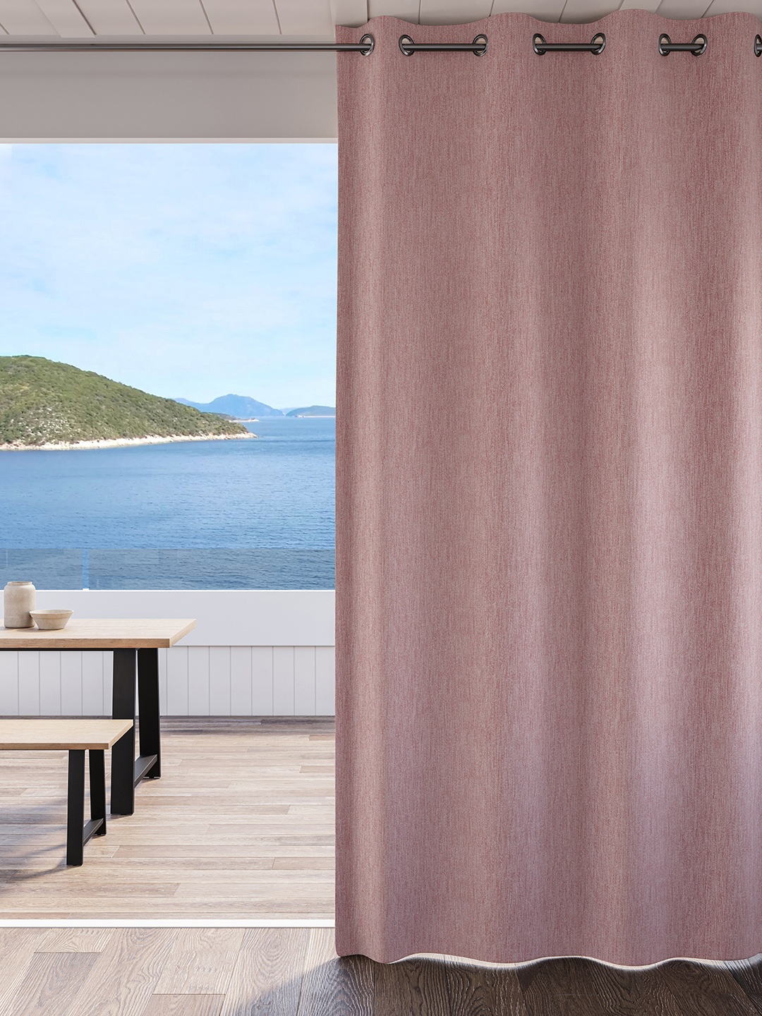 

DDecor Pink Single Solid Long Door Curtain
