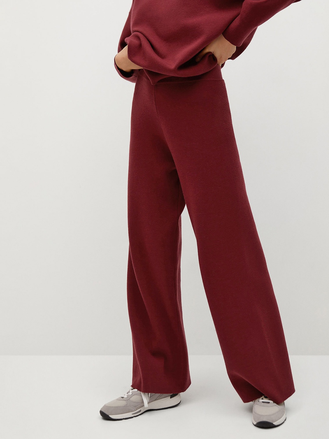 

MANGO Women Maroon Regular Fit Solid Parallel Trousers