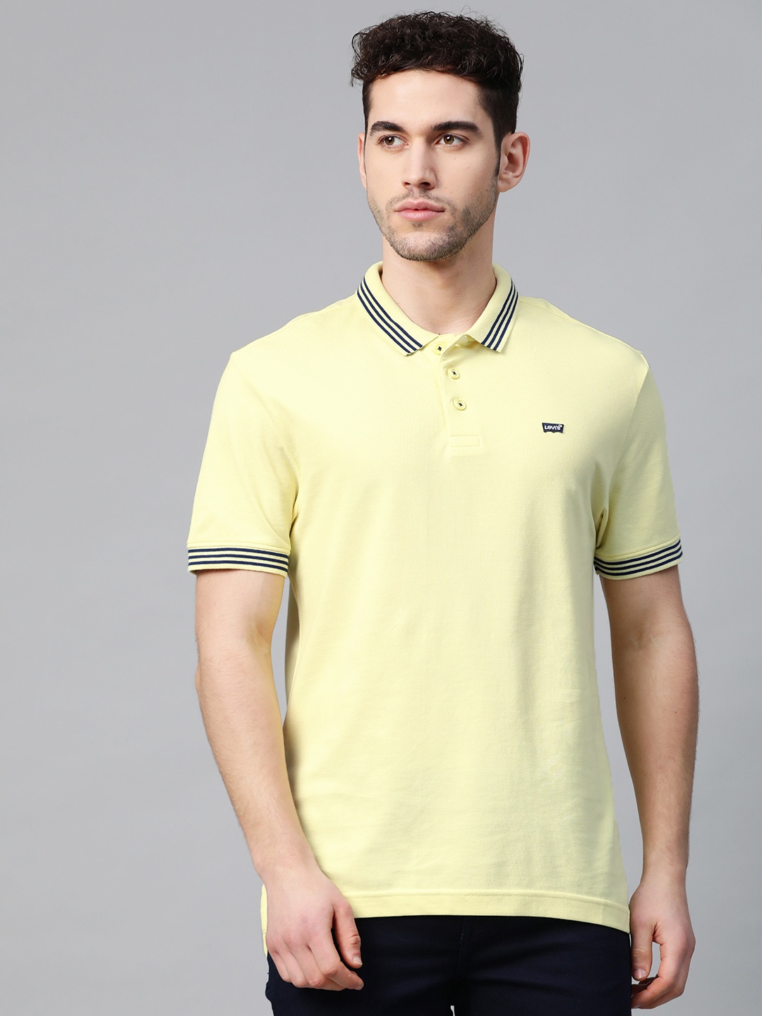 

Levis Men Yellow Pure Cotton Solid Polo Collar T-shirt