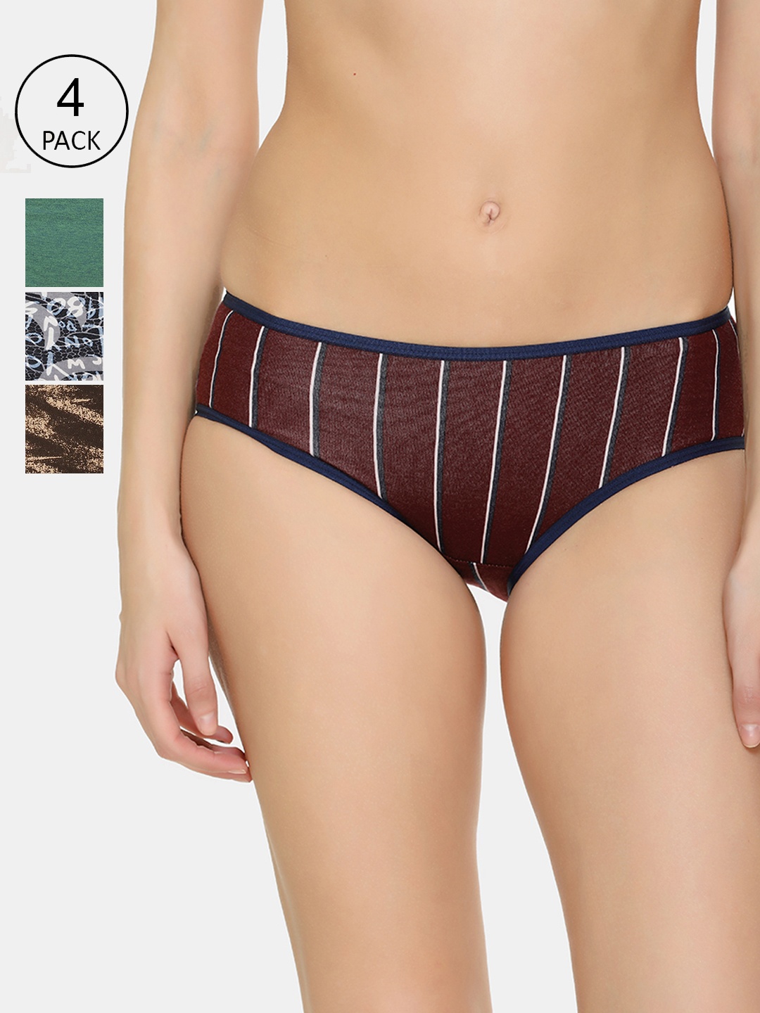 

Skidlers Women Pack of 4 Briefs SKD-BRIEF-40-GRN-43-GREY-44-COFI-45-COFI, Maroon