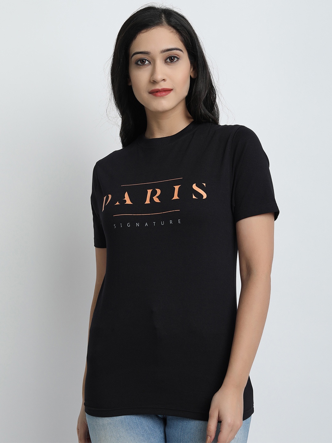 

MERLOT Unisex Black Printed Round Neck T-shirt