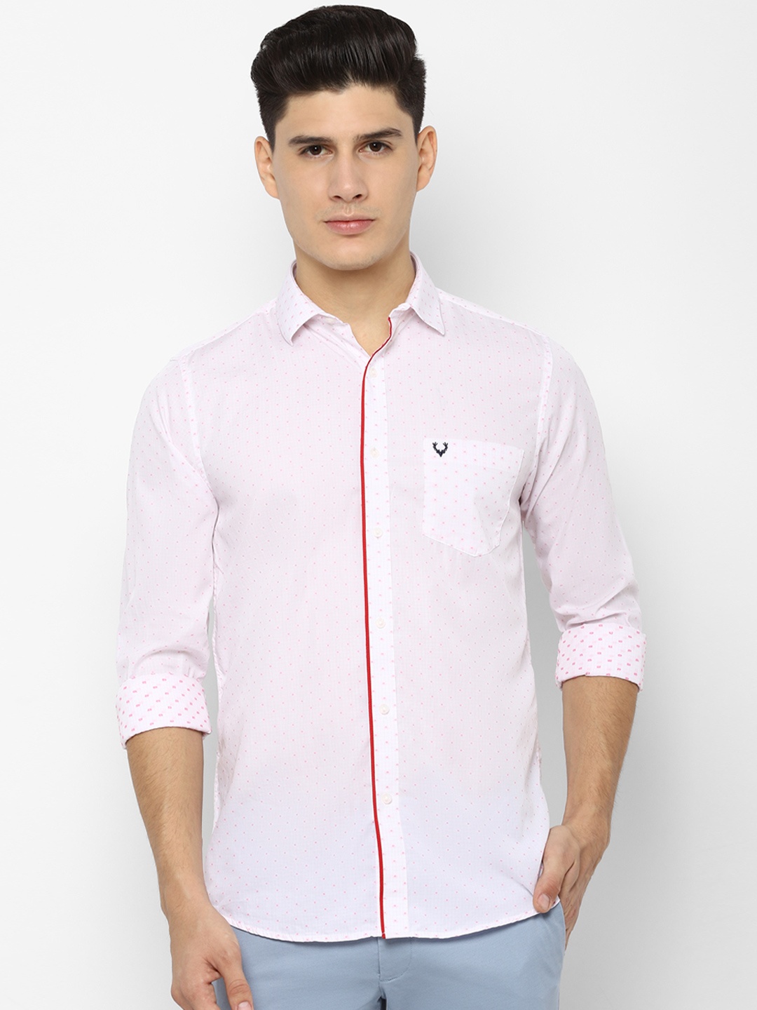 

Allen Solly Men White & Pink Slim Fit Printed Casual Shirt