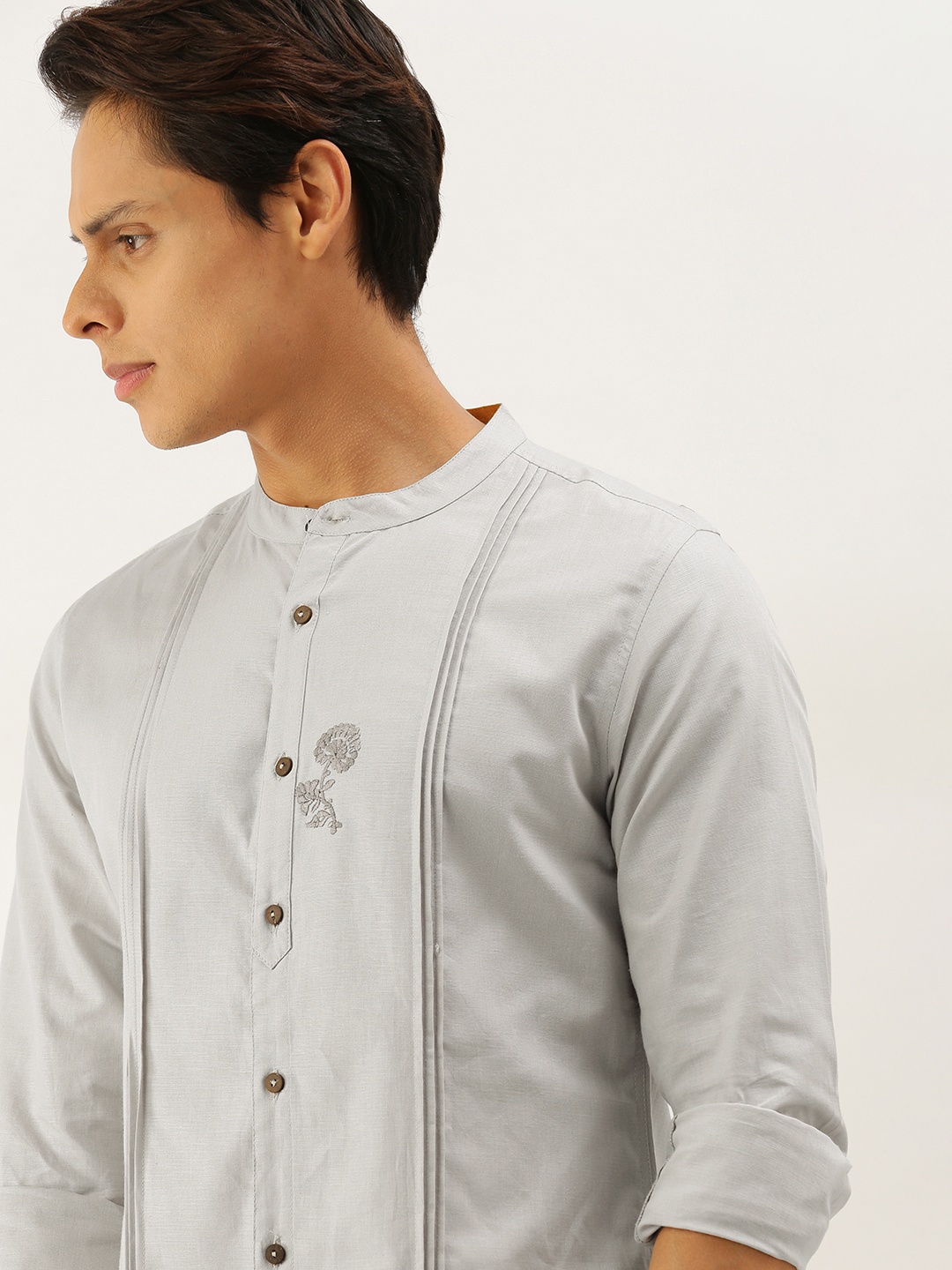 

House of Pataudi Men Grey Printed Casual Shirt