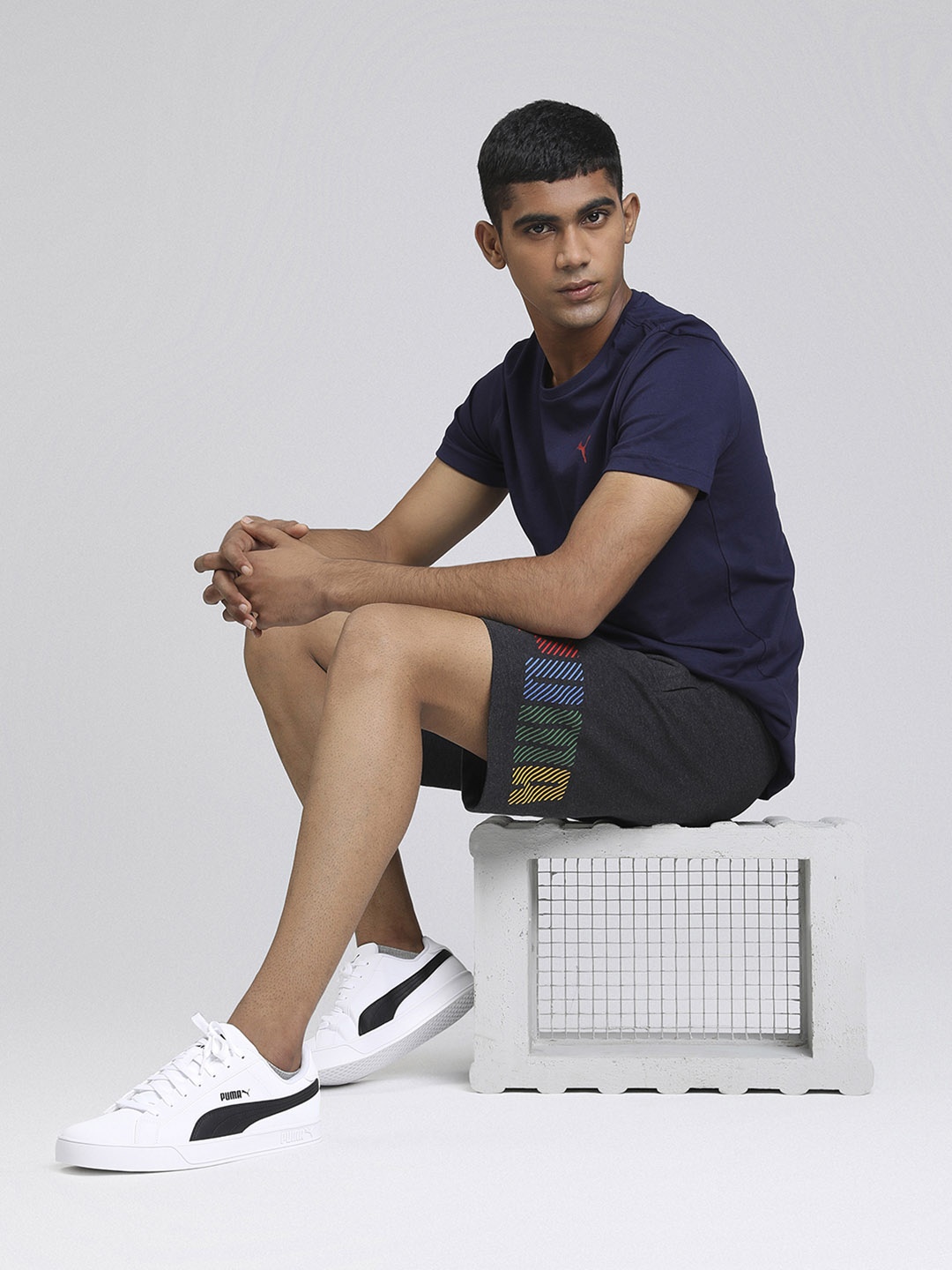 

Puma Men Grey Solid Regular Fit Sports Shorts