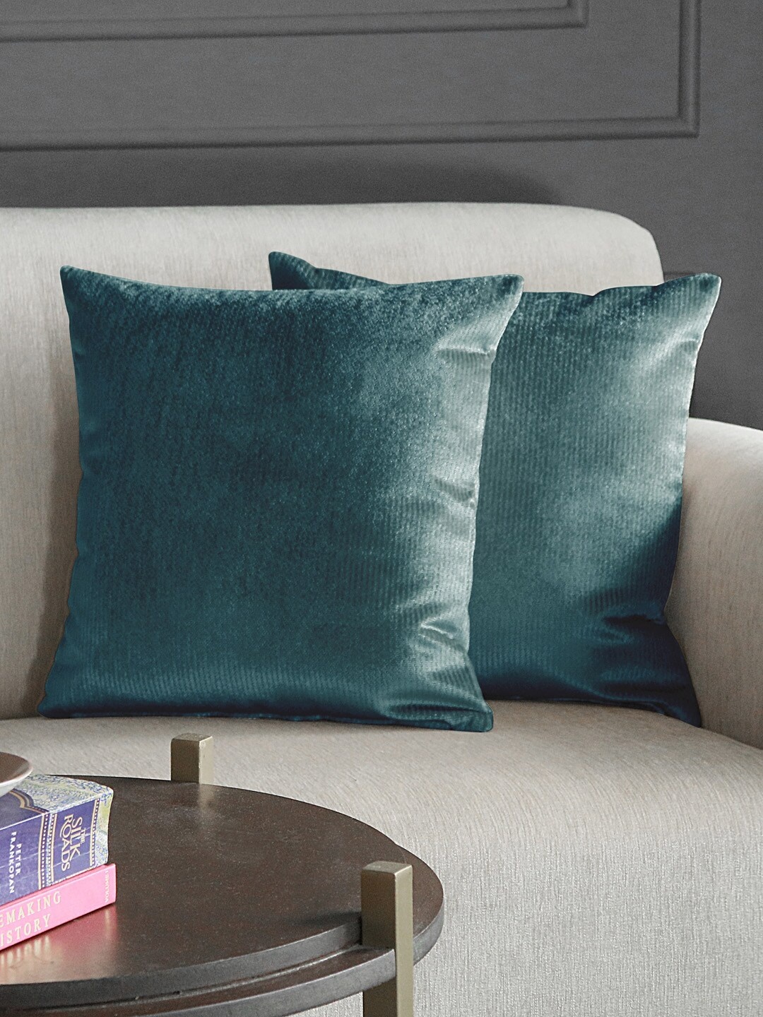 

GM Set of 2 Teal Blue Striped Square Cushion Covers