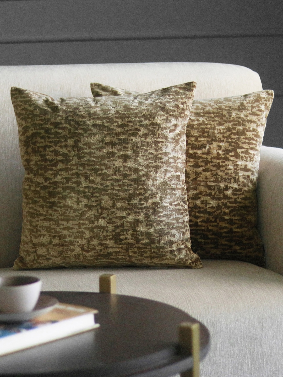 

GM Set of 2 Brown Abstract Square Cushion Covers