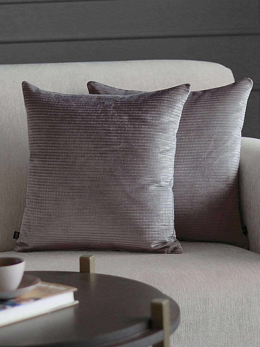

GM Grey 2 Pcs Velvet Square Cushion Cover