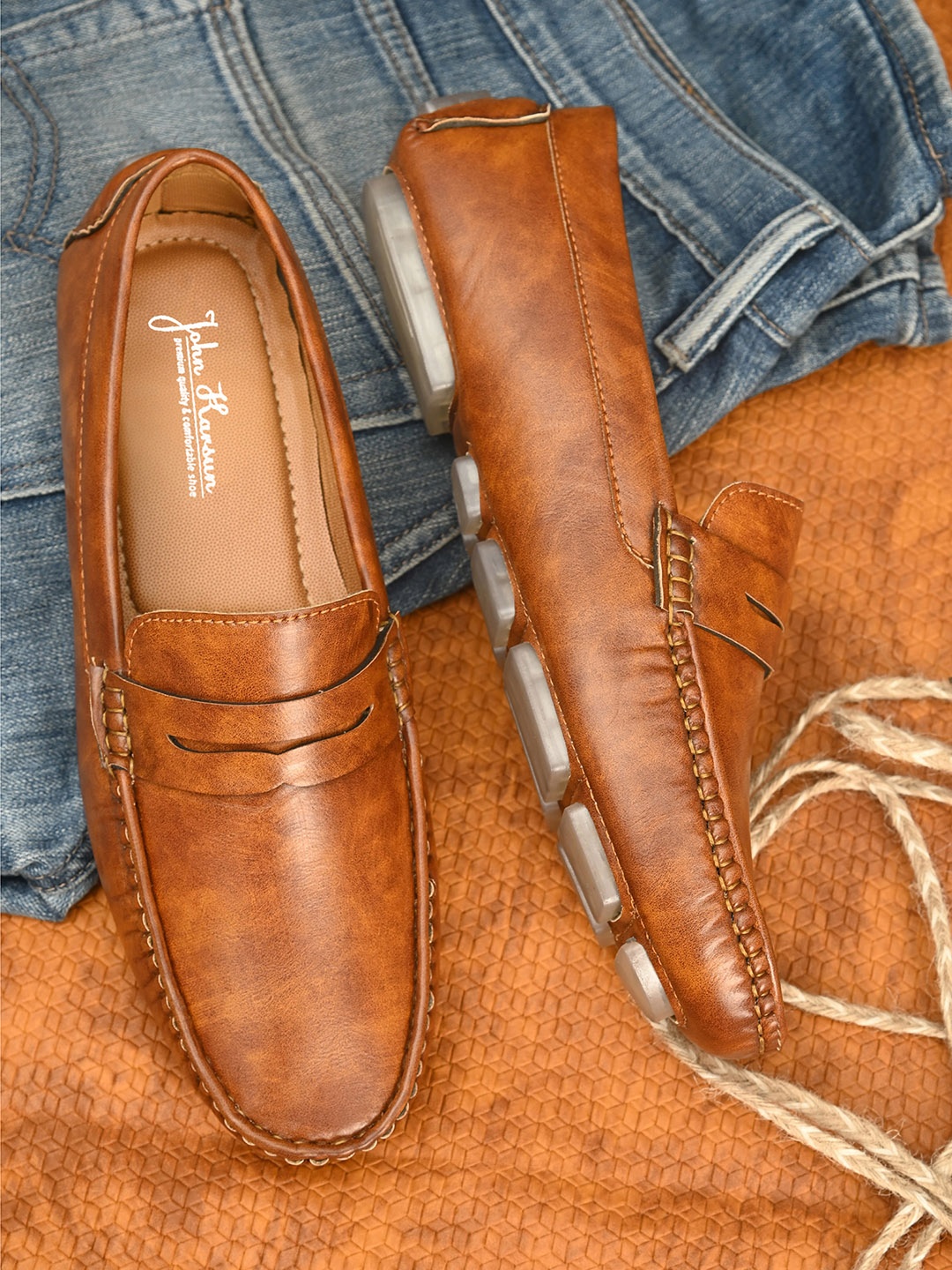 

John Karsun Men Tan Brown Driving Shoes