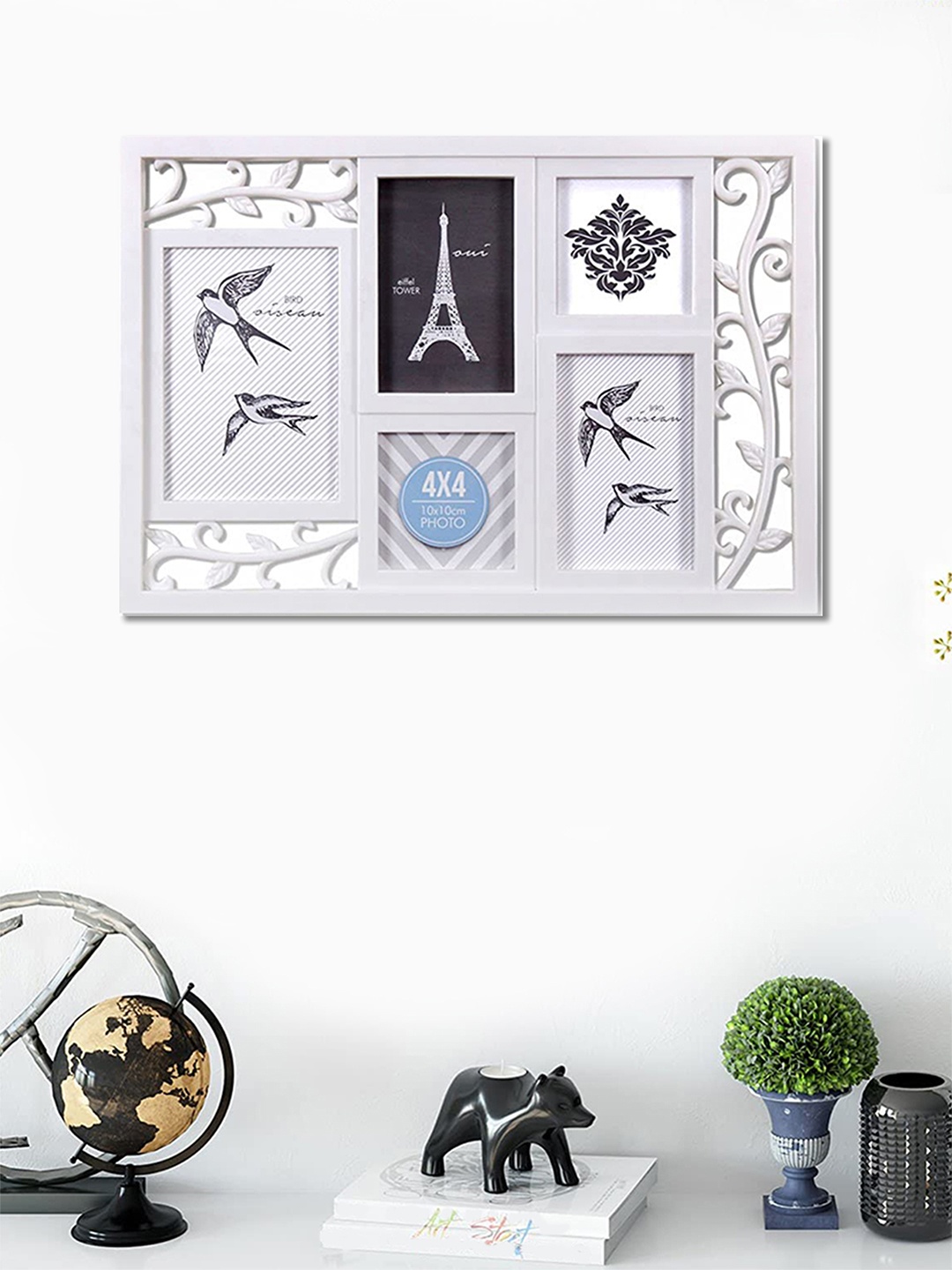 

Art Street White Floral Textured 5-Photos Holder Wall Frame