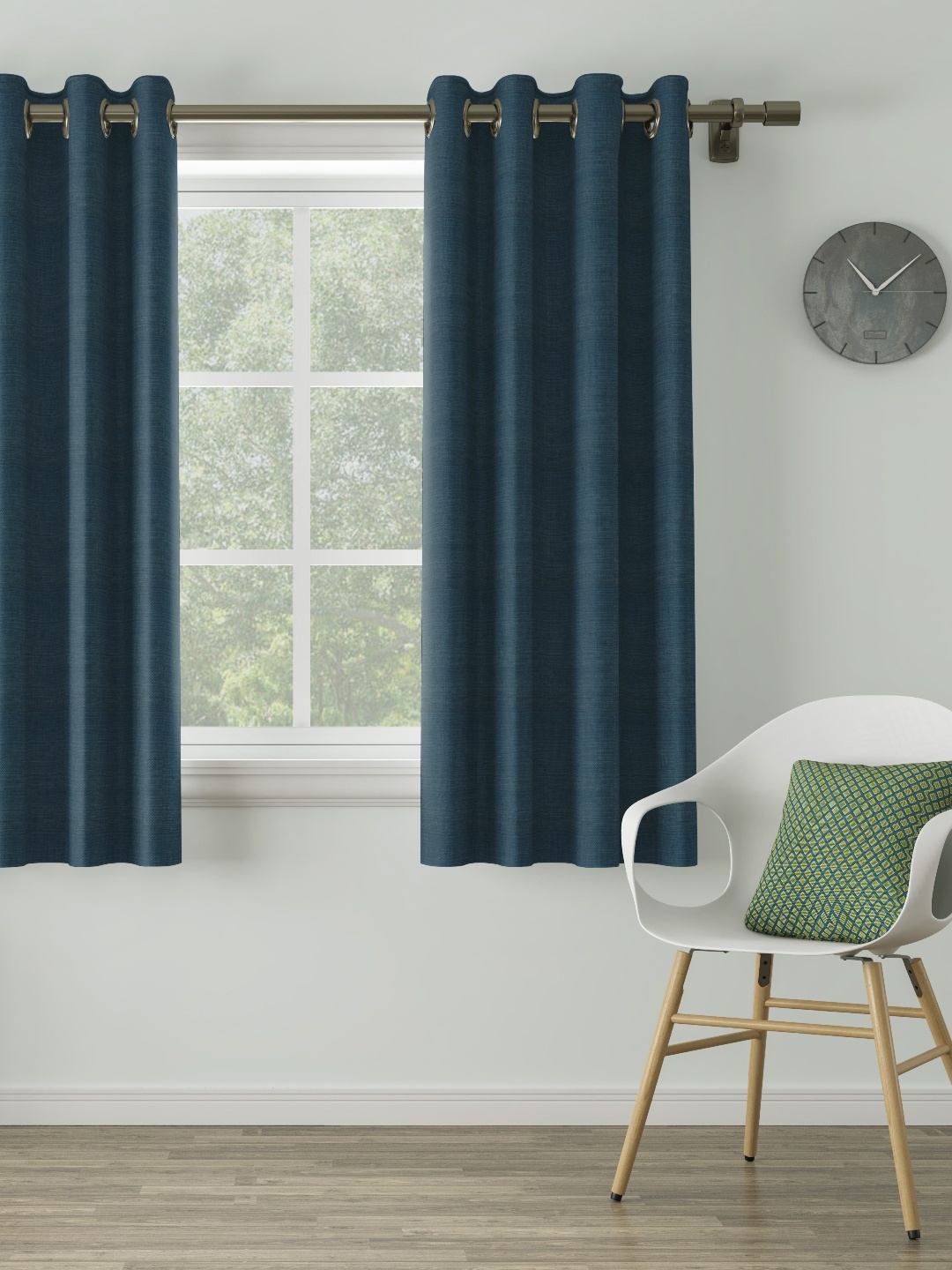 

DDecor Blue Solid Single Window Curtain