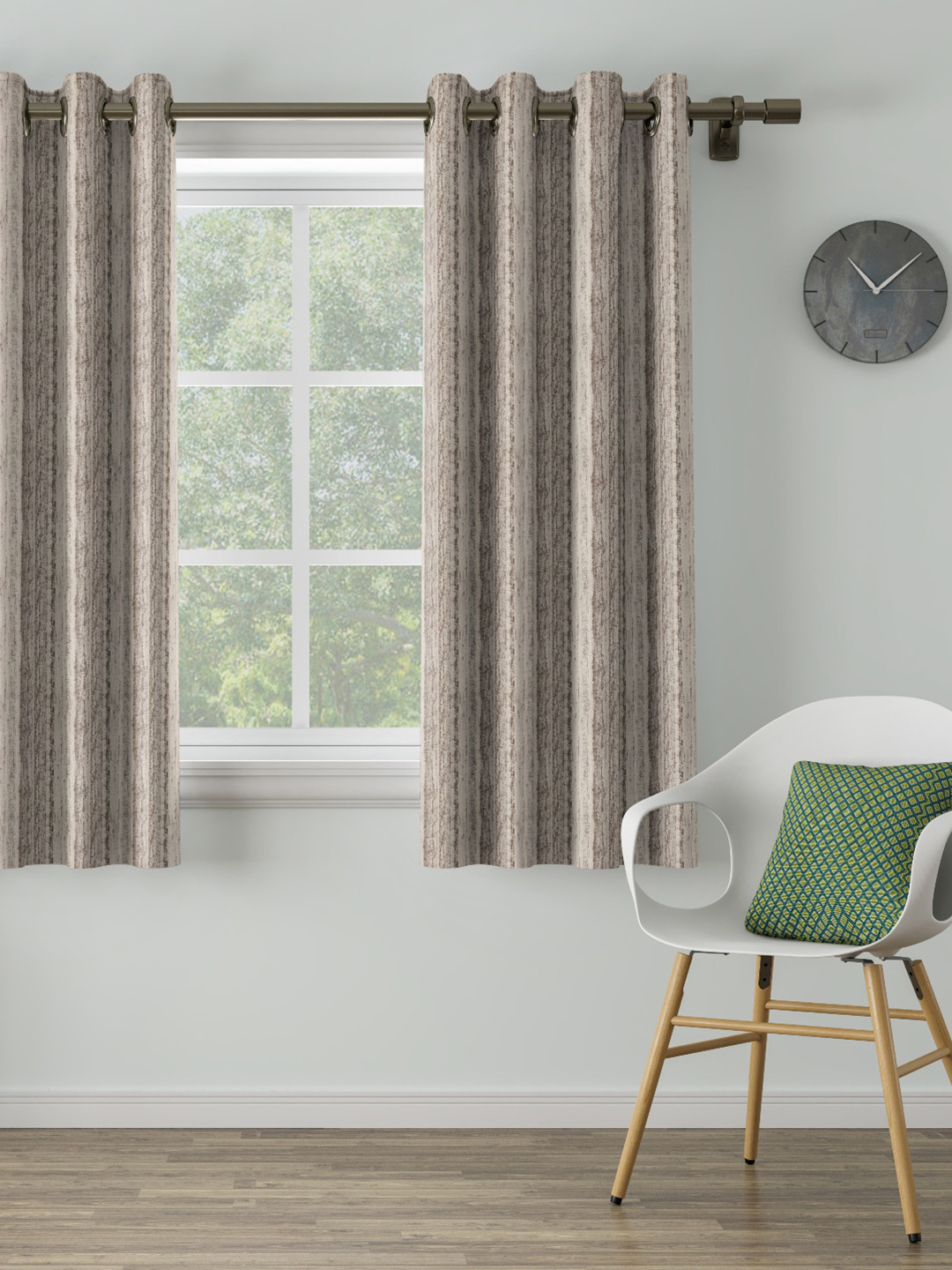 

DDecor Beige Abstract Printed Single Curtain
