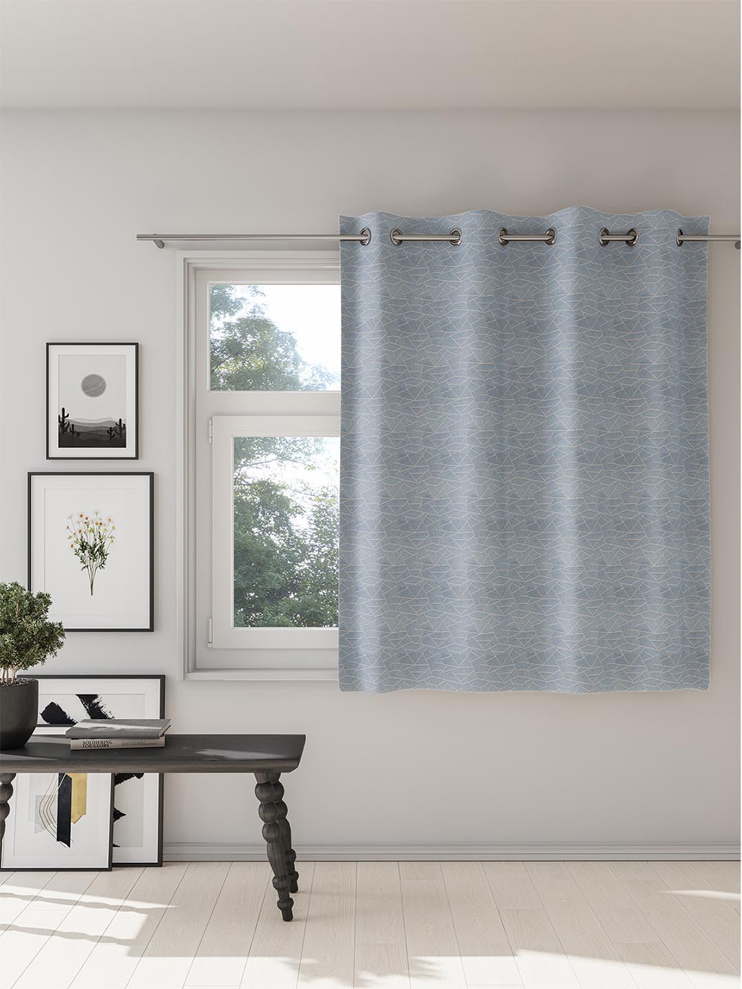 

DDecor Blue Printed Single Window Curtain