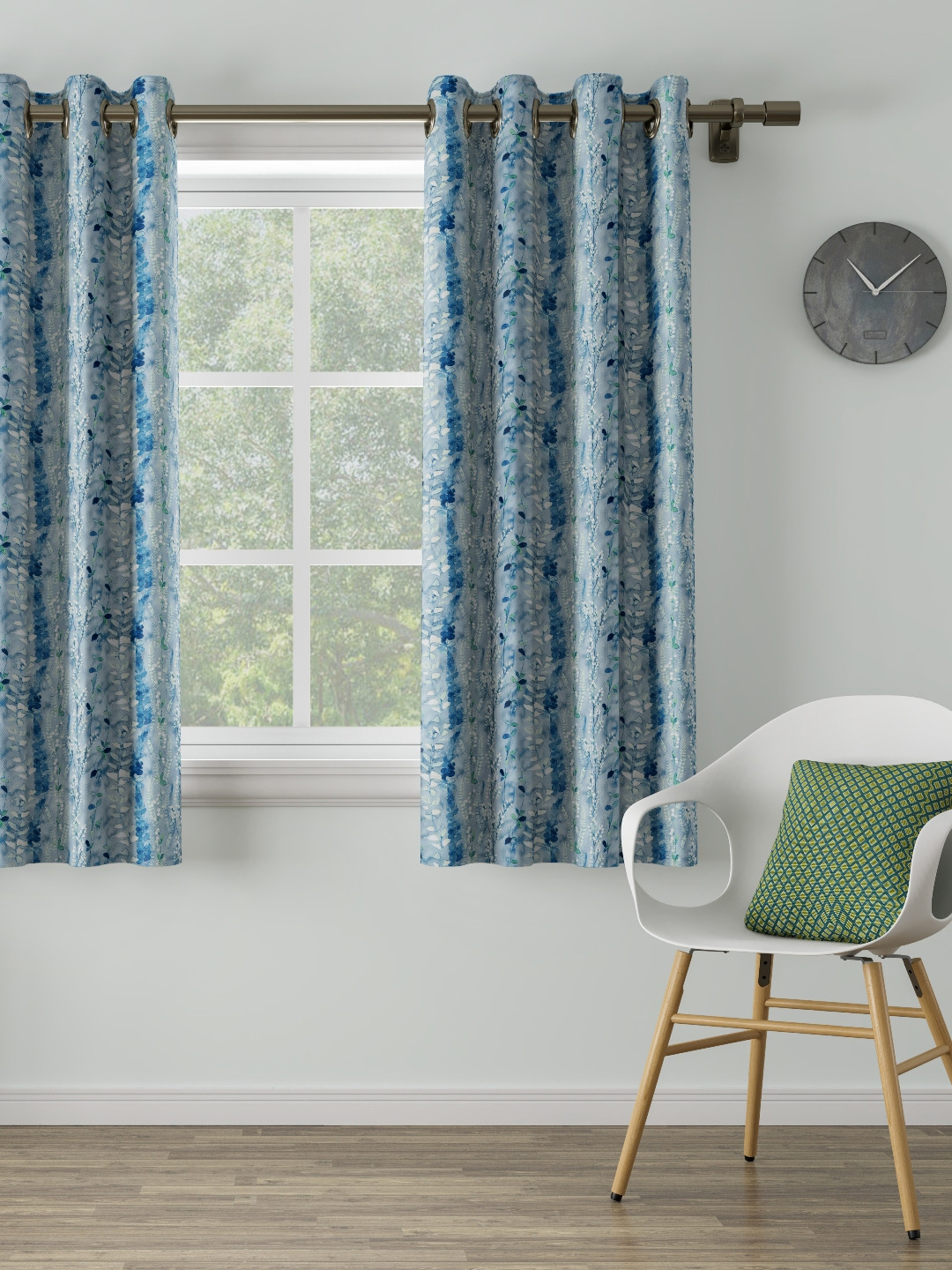 

DDecor Turquoise Blue Printed Single Curtain