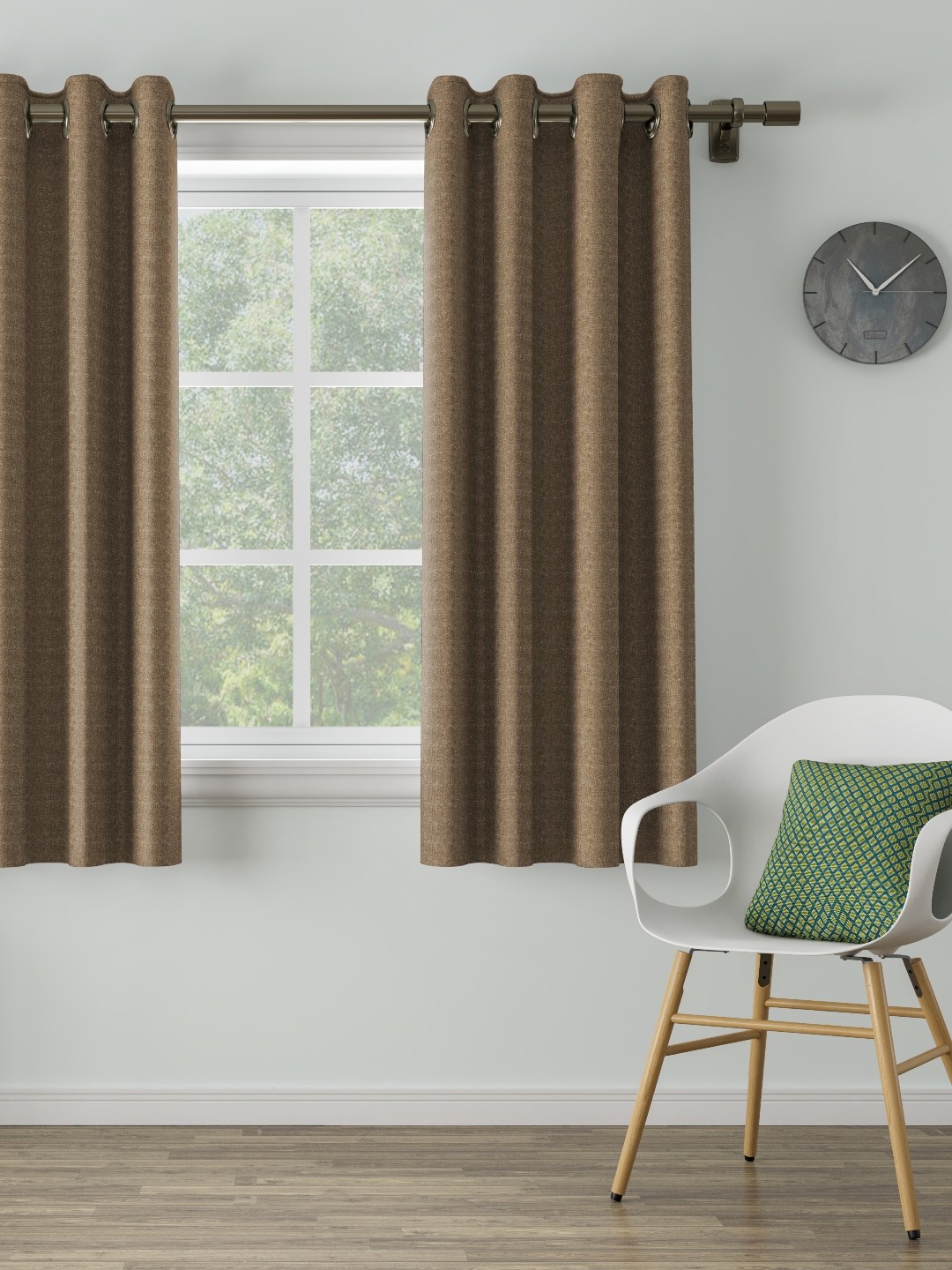 

DDecor Brown Single Self Design Window Curtain