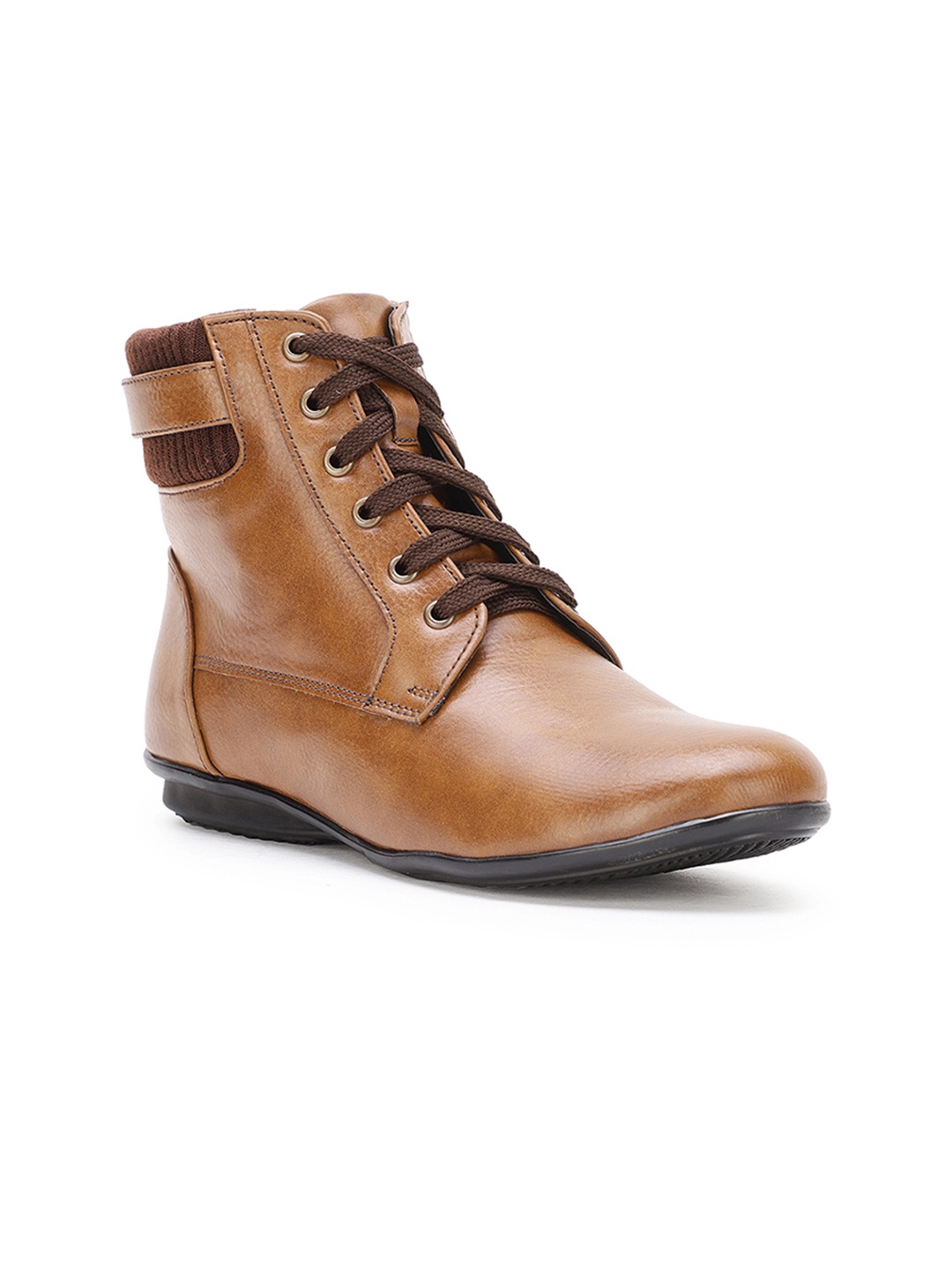 

Bruno Manetti Women Tan Brown Solid Mid-Top Flat Boots