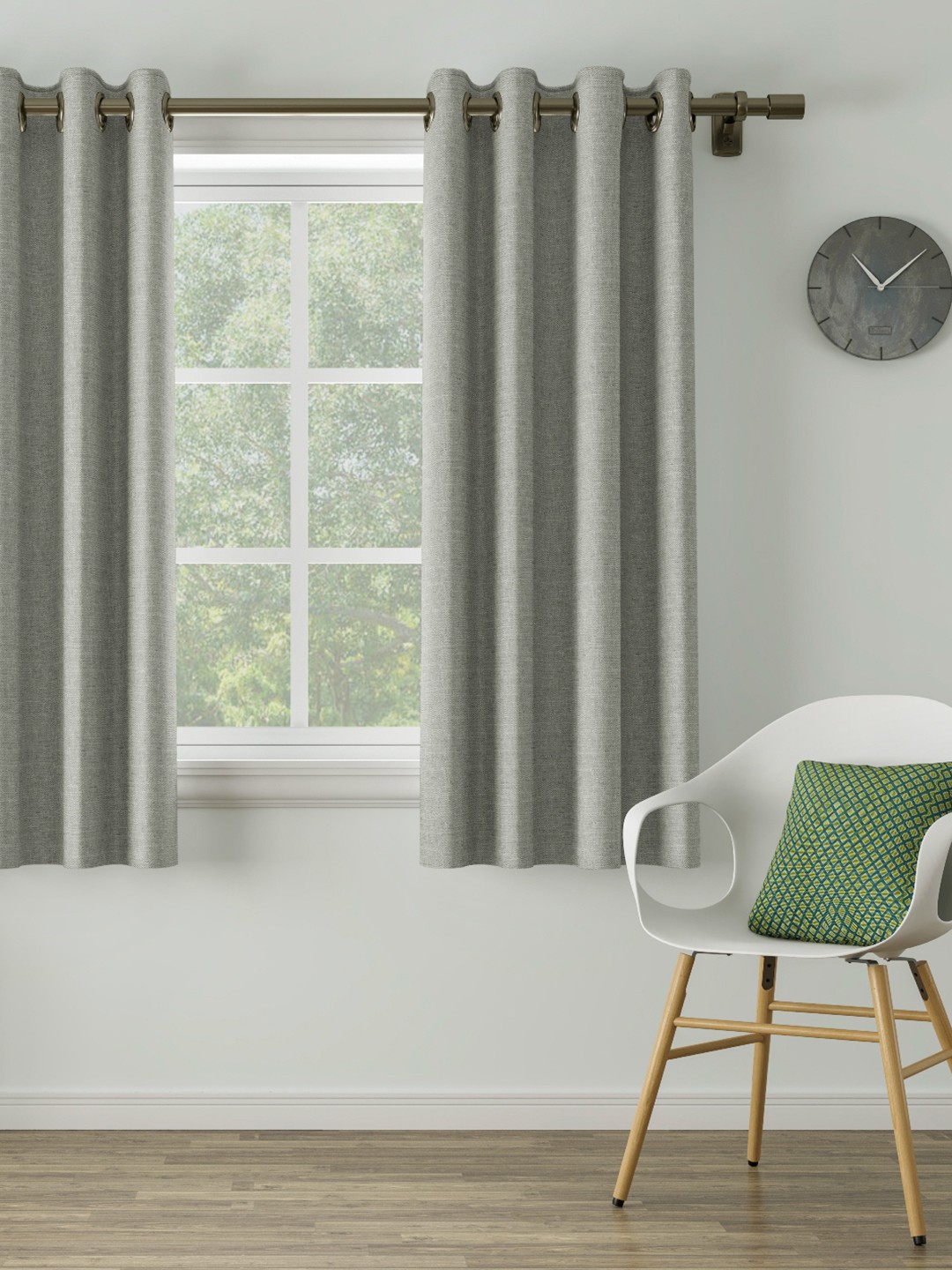 

DDecor Grey Solid Single Curtain