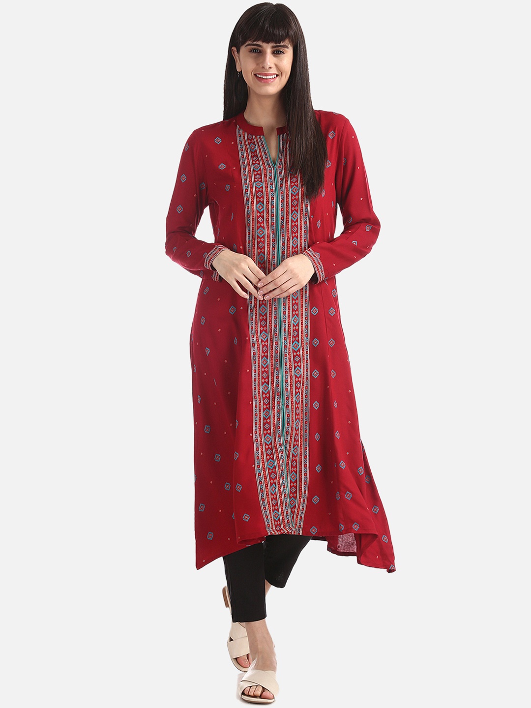 

Anahi Women Maroon Printed A-Line Kurta