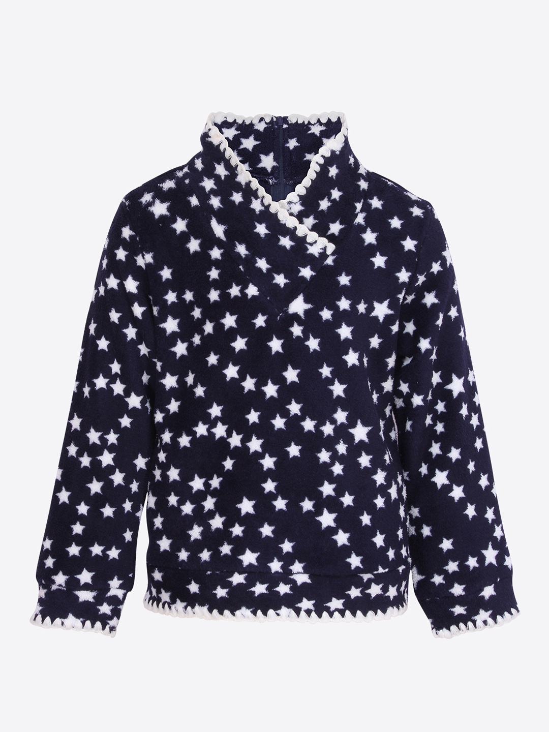 

CUTECUMBER Girls Navy Blue & White Printed Sweatshirt