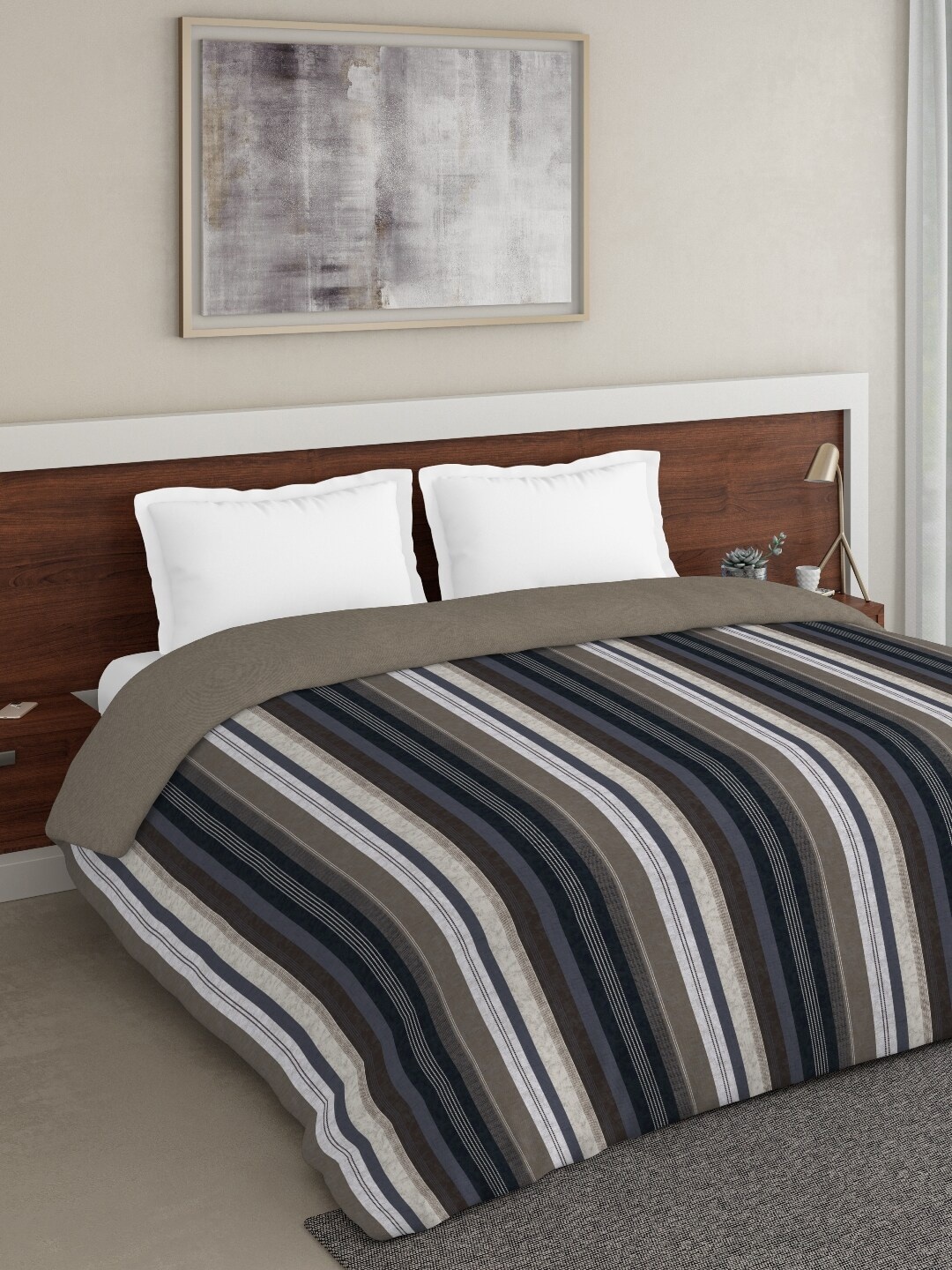 

DDecor Multicoloured Striped Mild Winter 210 GSM Double Bed Comforter, Multi