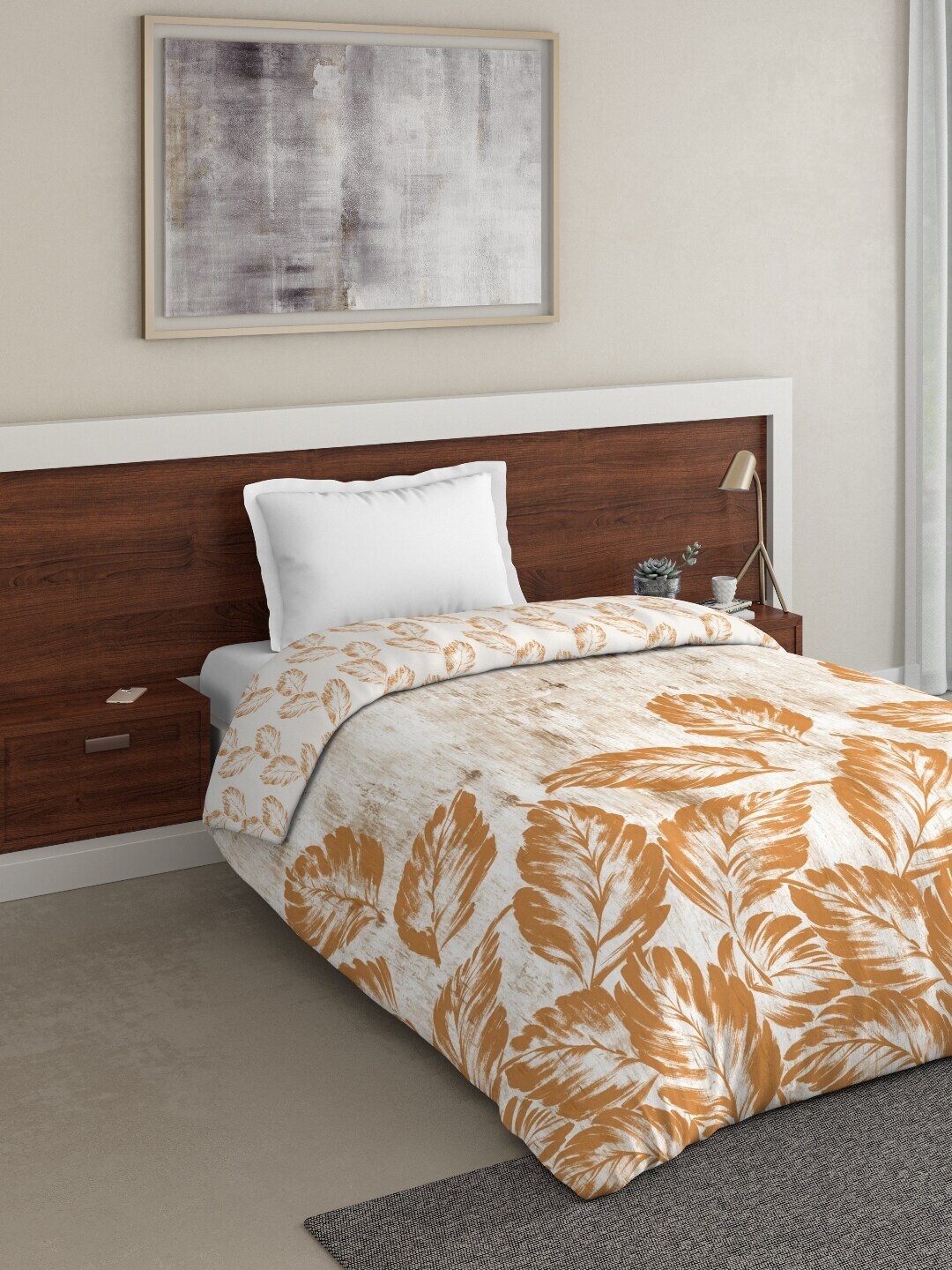 

DDecor White & Brown Floral Mild Winter 210 GSM Single Bed Comforter