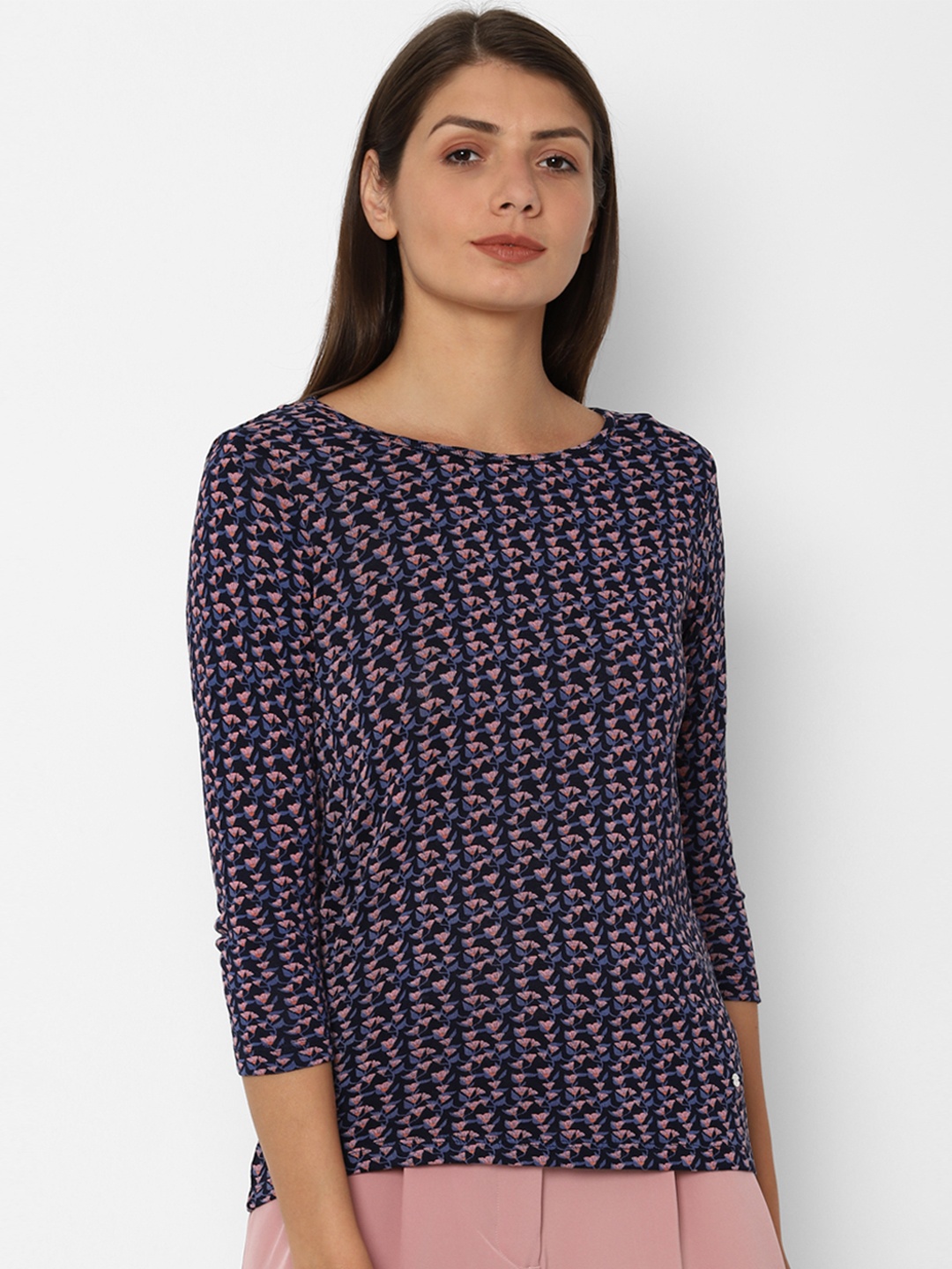 

Allen Solly Woman Women Navy Blue Printed Top