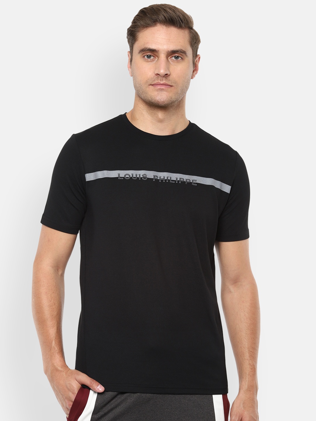 

Louis Philippe ATHPLAY Men Black Printed Round Neck T-shirt