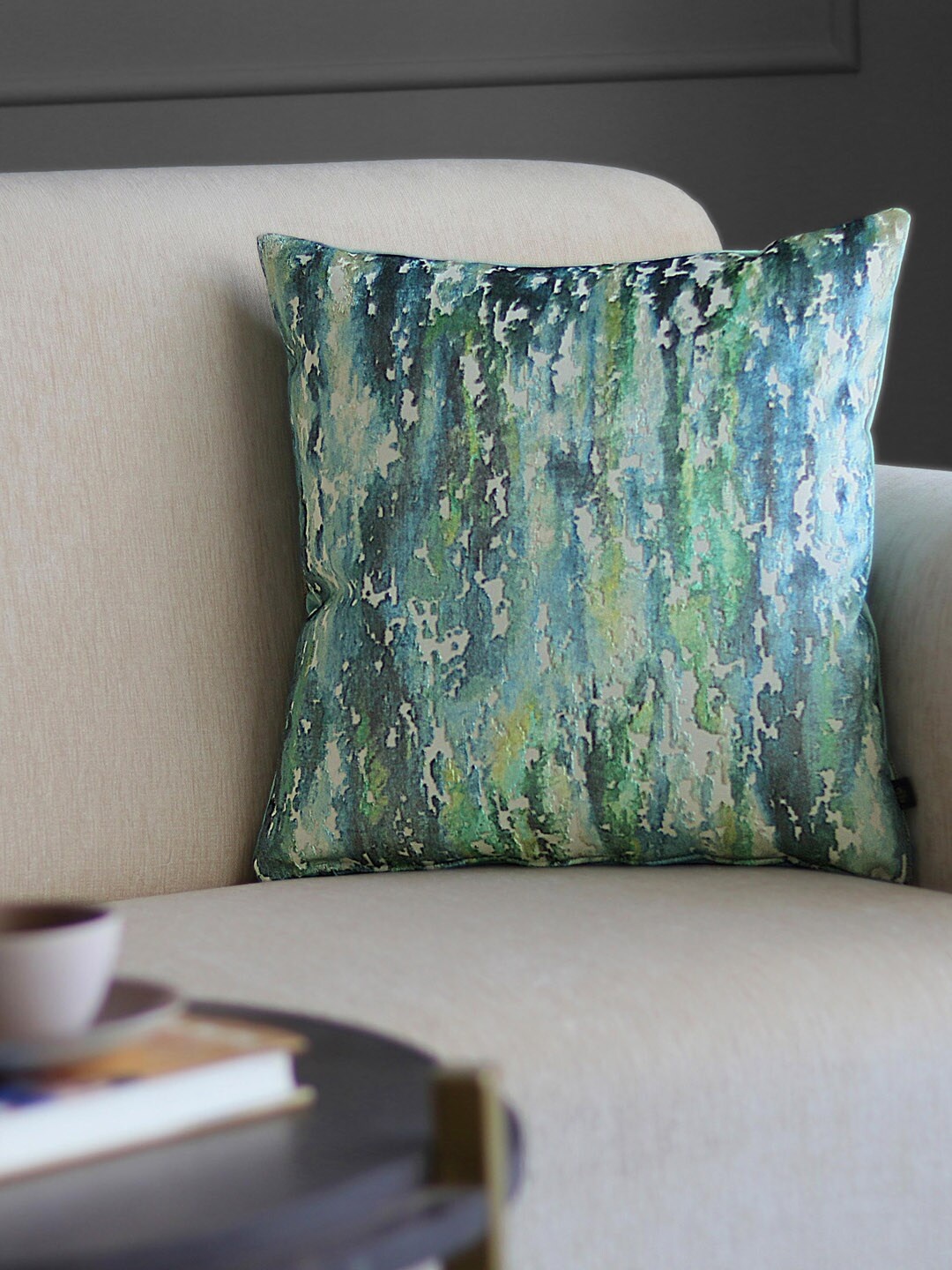 

GM Coral Green Abstract Printed Square Cushion Cover