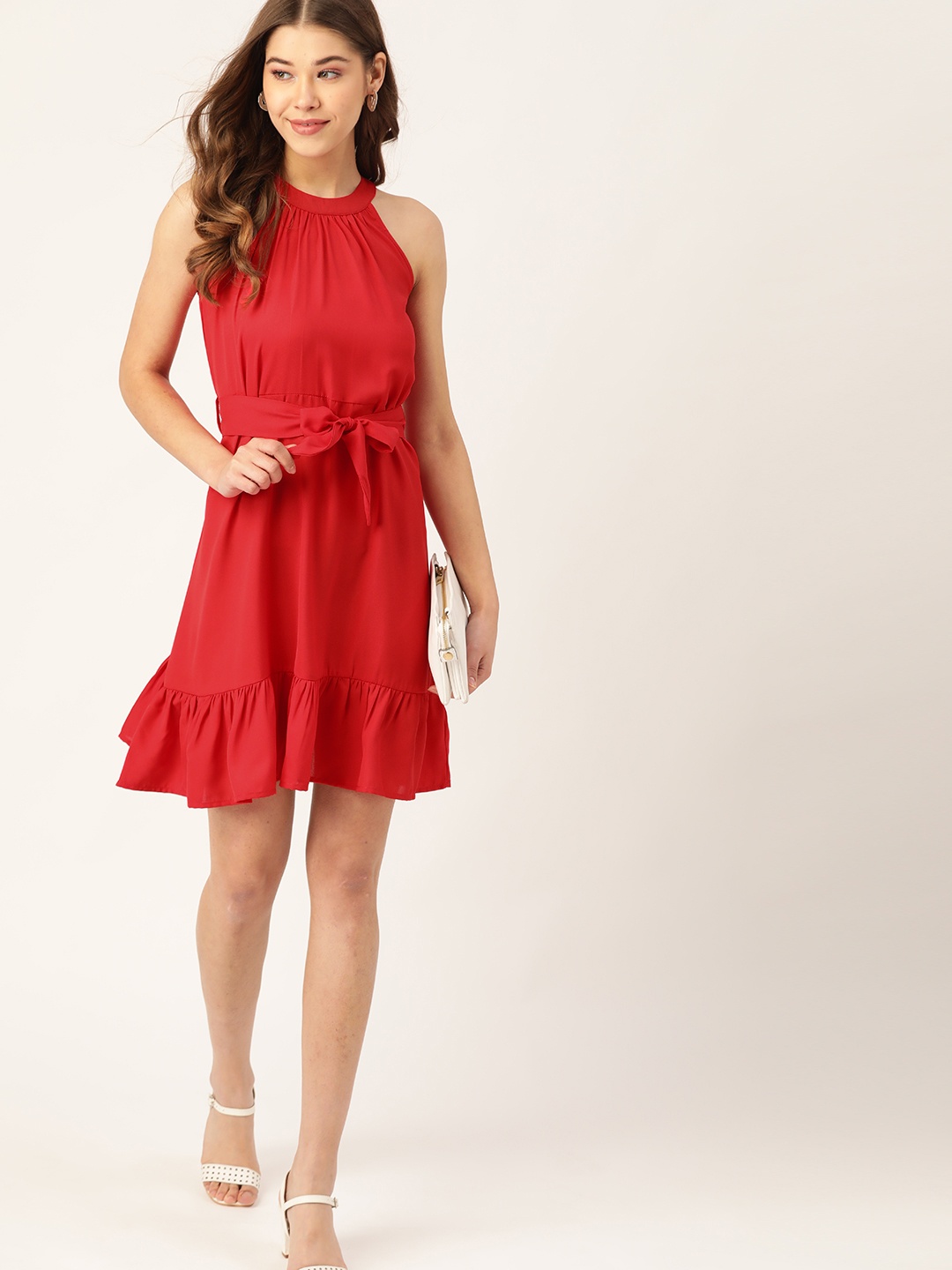 

DressBerry Women Red Solid A-Line Dress