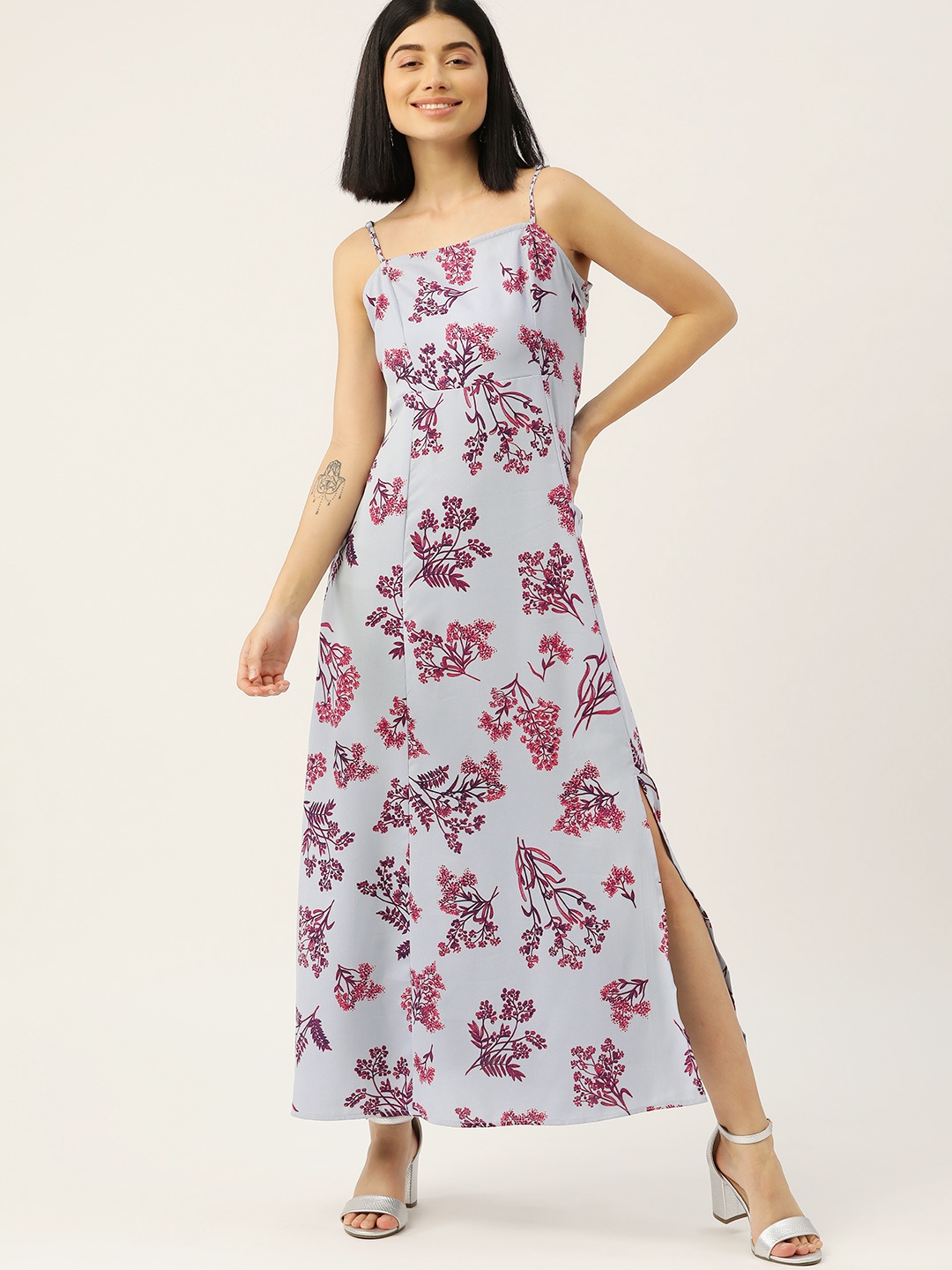 

DressBerry Women Blue & Pink Printed A-Line Dress