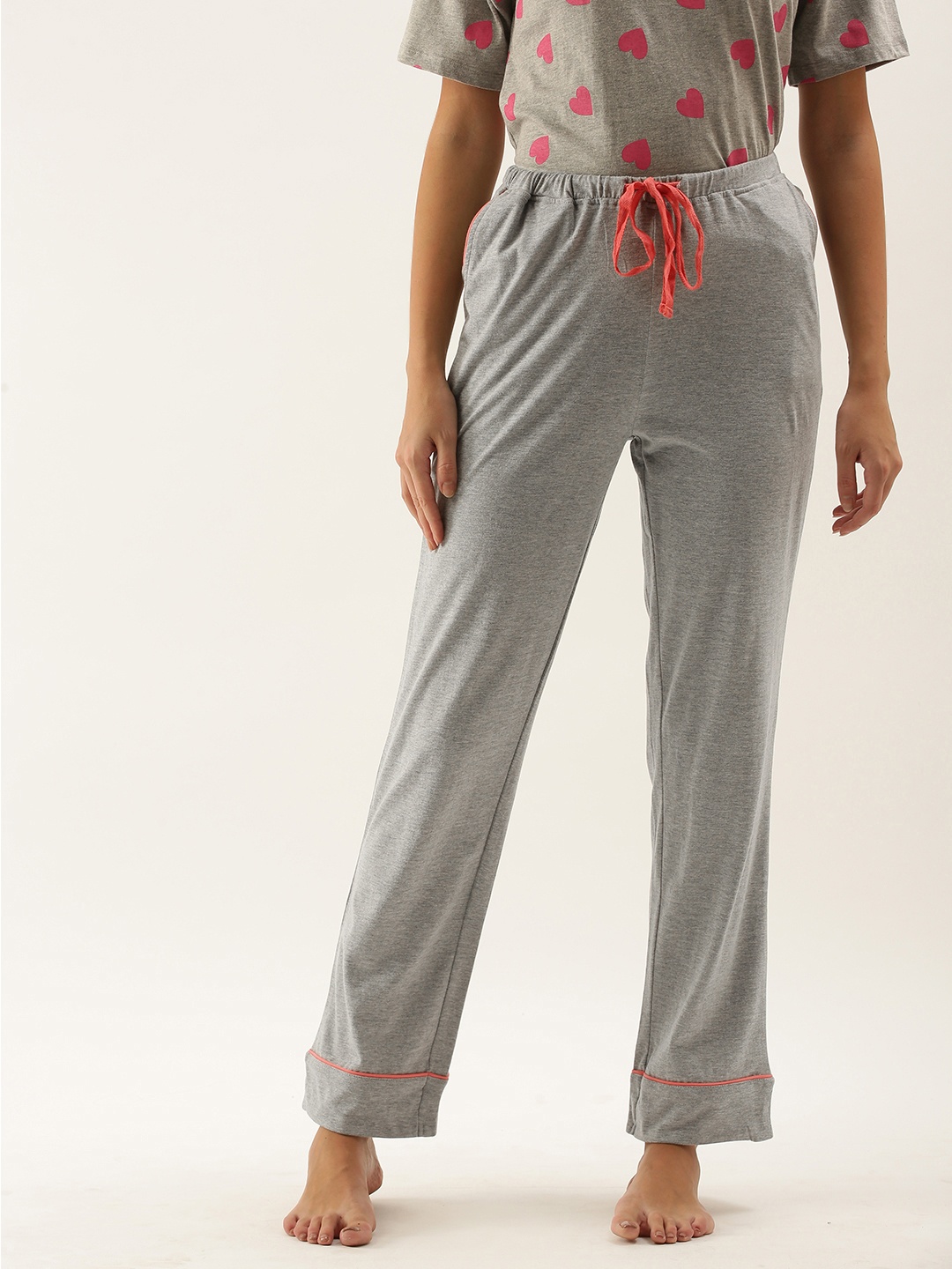 

DressBerry Women Grey Solid Lounge Pants, Grey melange