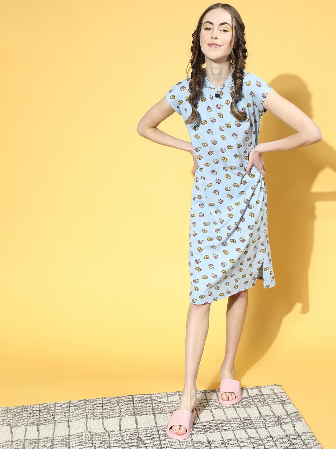 

DressBerry Women Stunning Blue Conversational Sleep Staple Nightdress