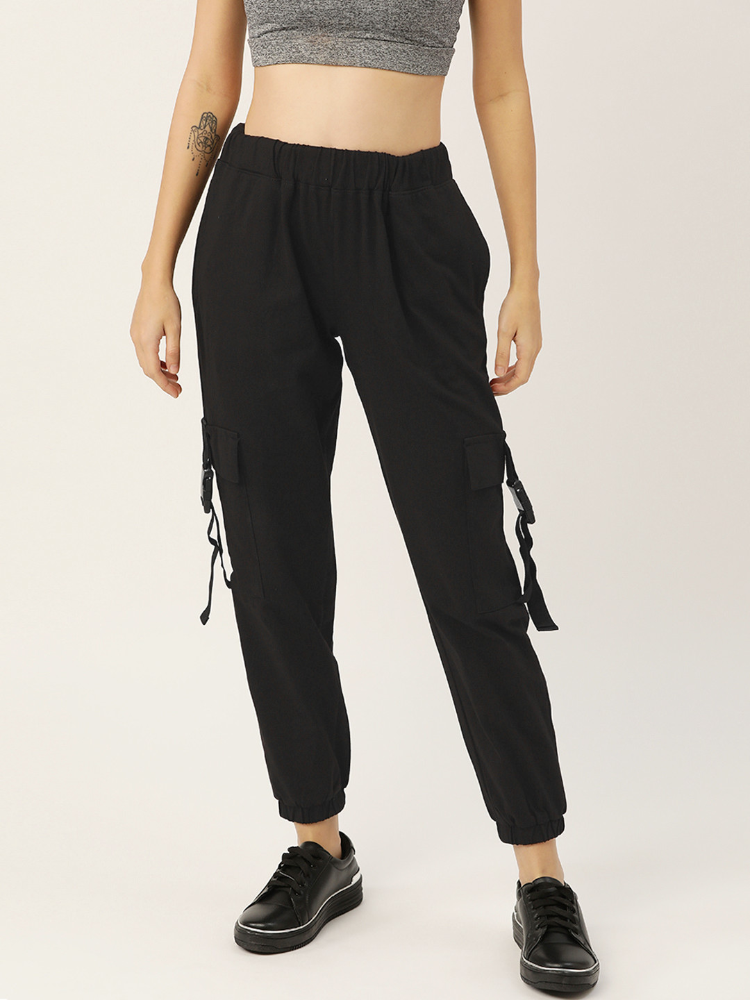 

DressBerry Women Black Regular Fit Solid Cargo Joggers