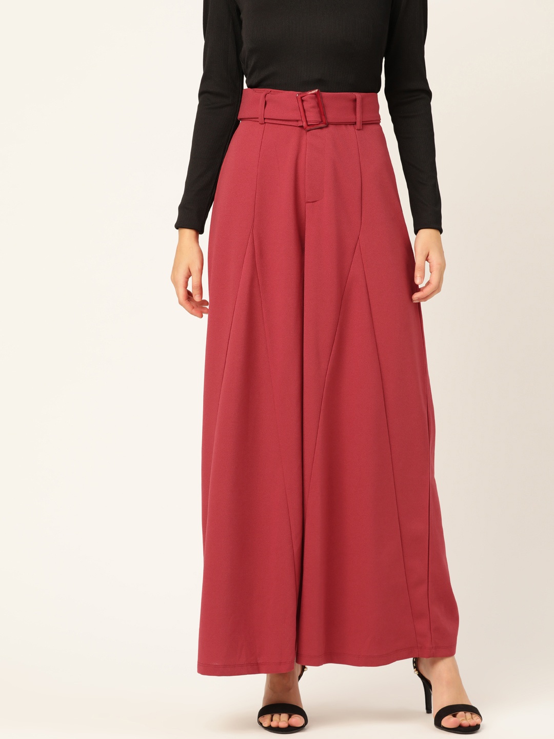 

DressBerry Women Red Solid Parallel Trousers
