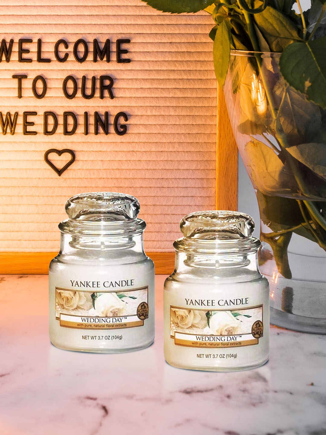 

YANKEE CANDLE Set Of 2 White Classic Wedding Day Scented Jar Candles