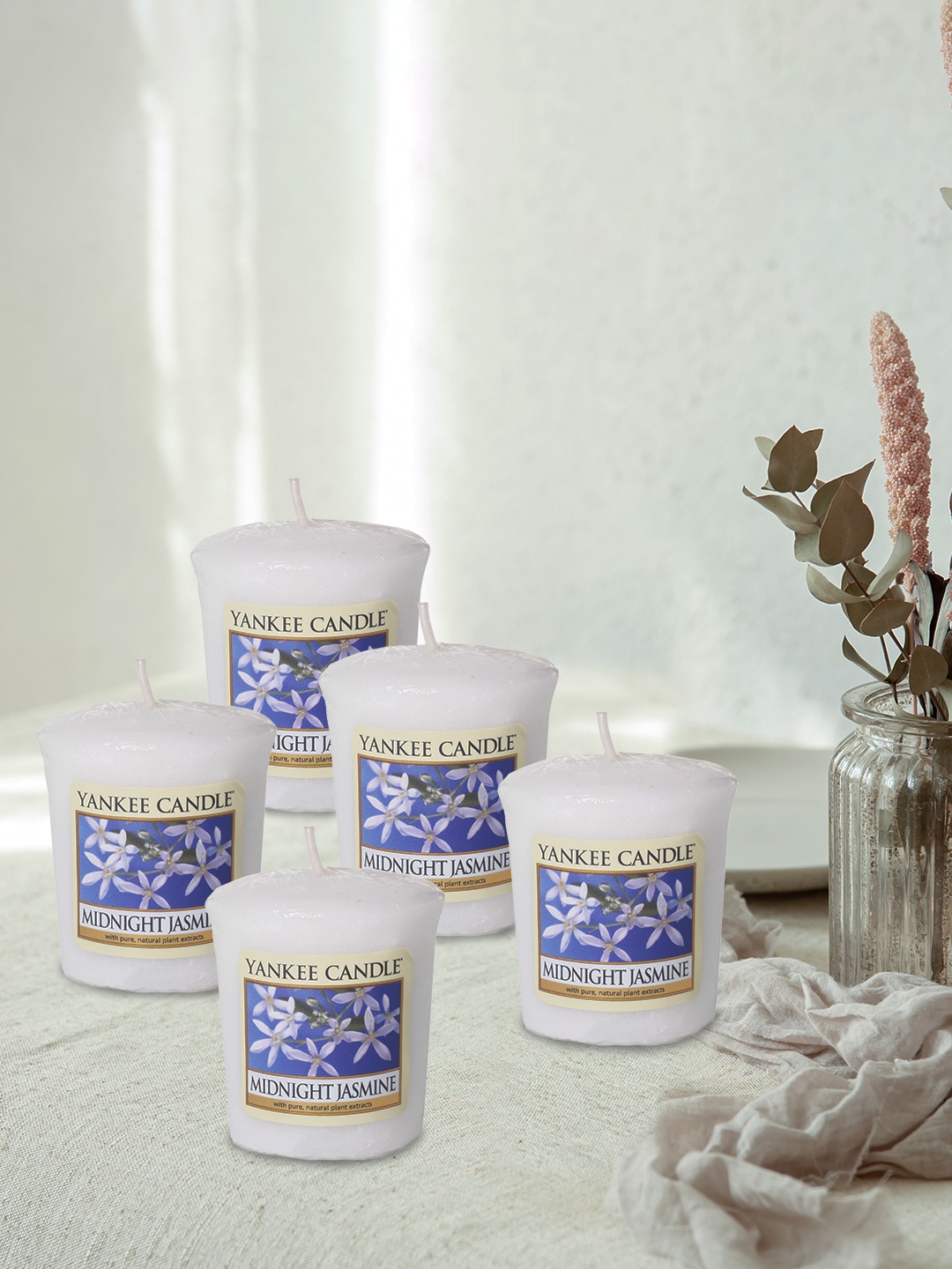 

YANKEE CANDLE Set Of 5 White Midnight Jasmine Scented Candles