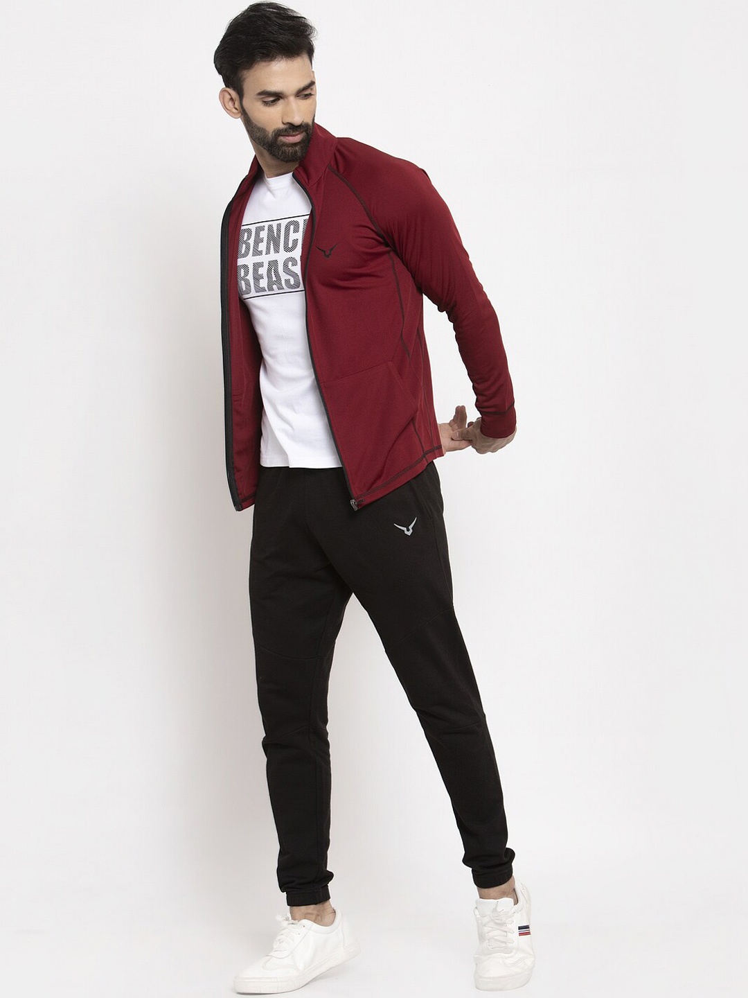 

Invincible Men Contrast Line Jacket, Burgundy