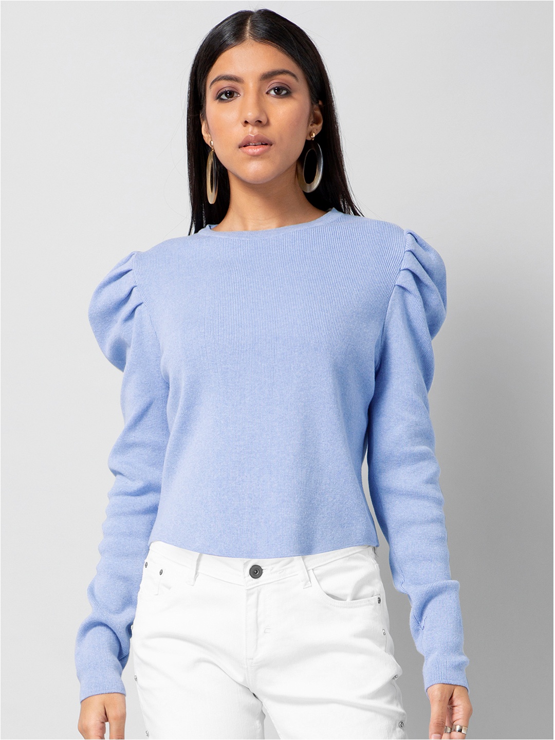 

FabAlley Women Blue Solid Pullover Sweater