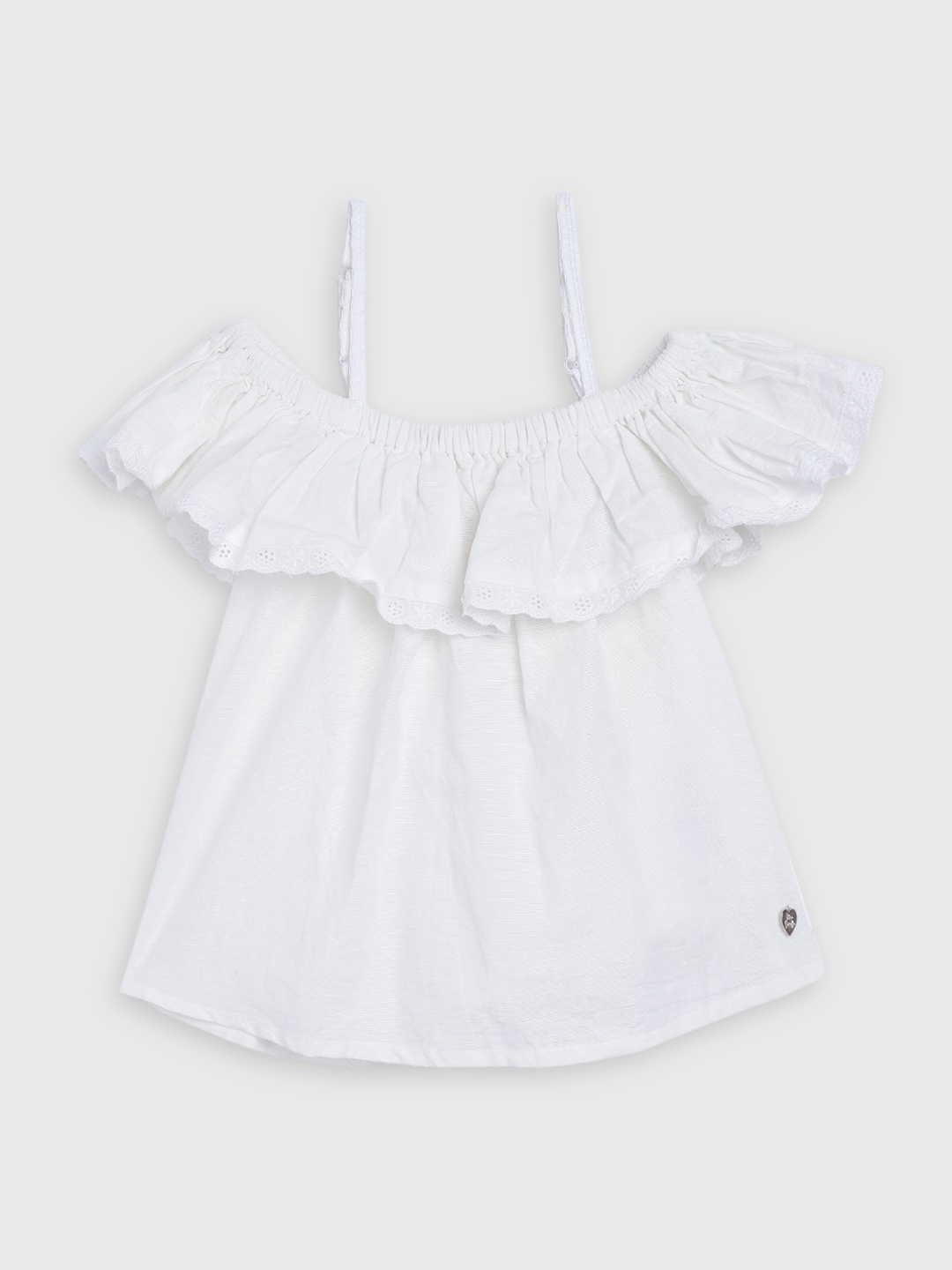 

Blue Giraffe Girls White Solid Top