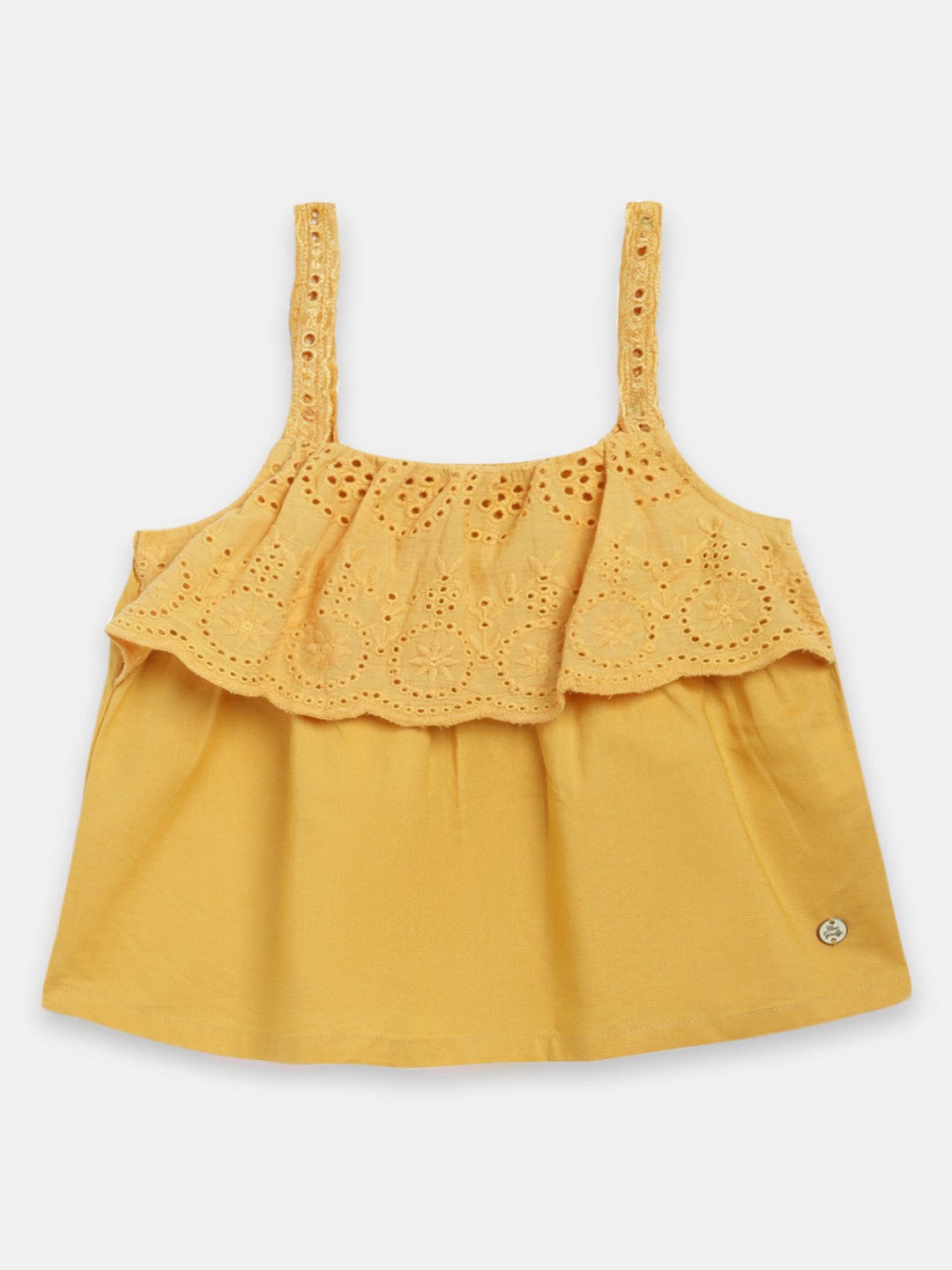 

Blue Giraffe Girls Yellow Self Design Top