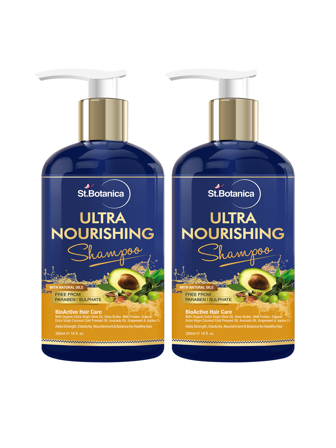 

St.Botanica Unisex Pack Of 2 Ultra Nourishing Hair Shampoo 600 ml, Blue