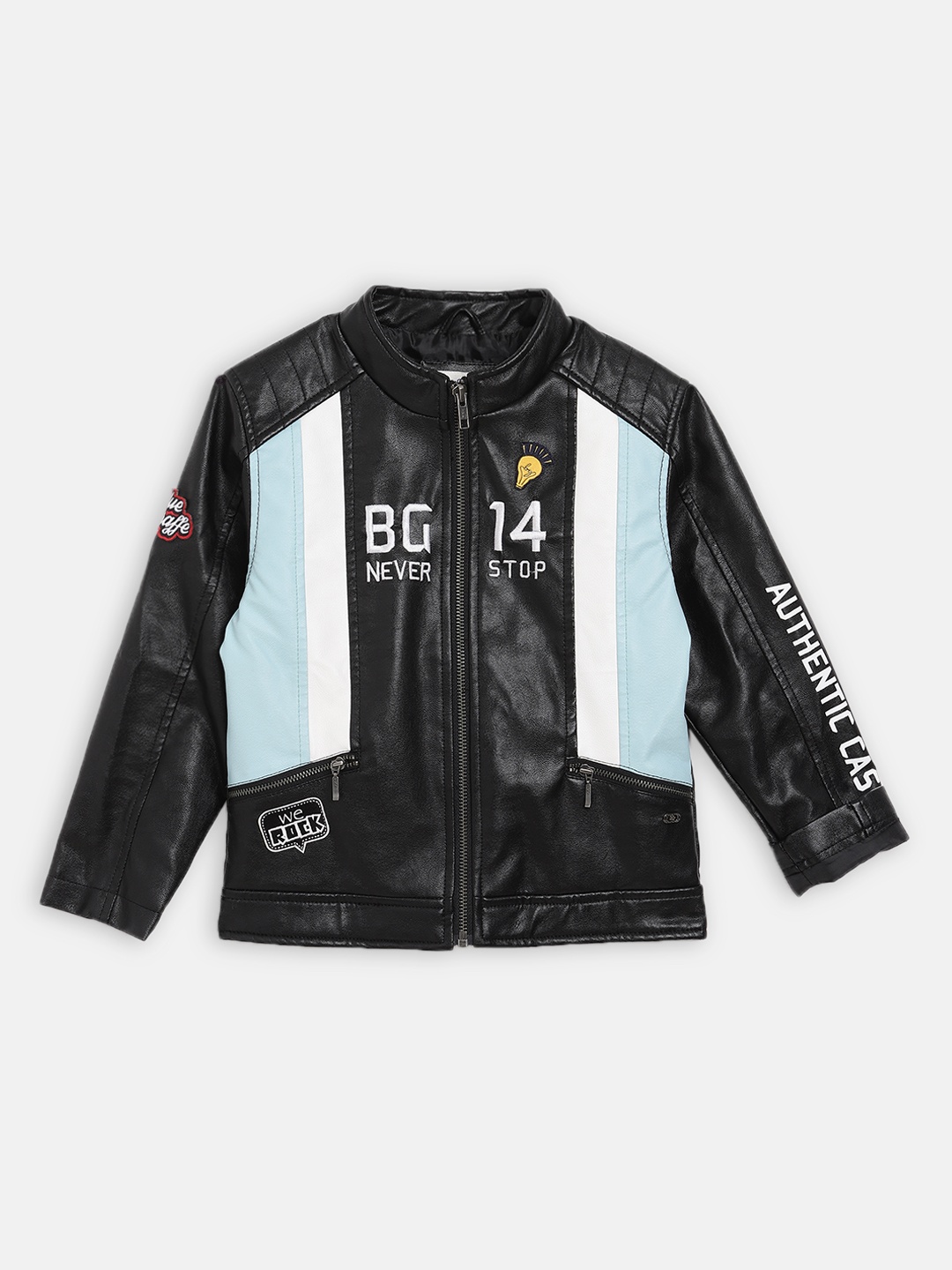 

Blue Giraffe Boys Black Colourblocked Open Front Jacket