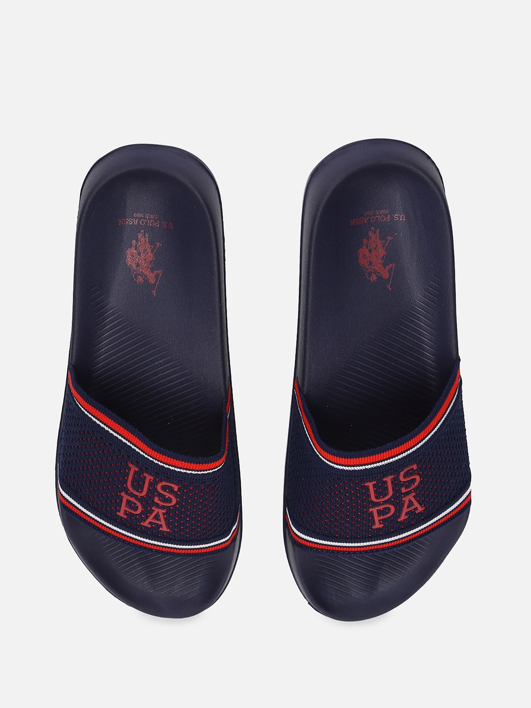 

U.S. Polo Assn. Men Navy Blue & Red Printed Sliders