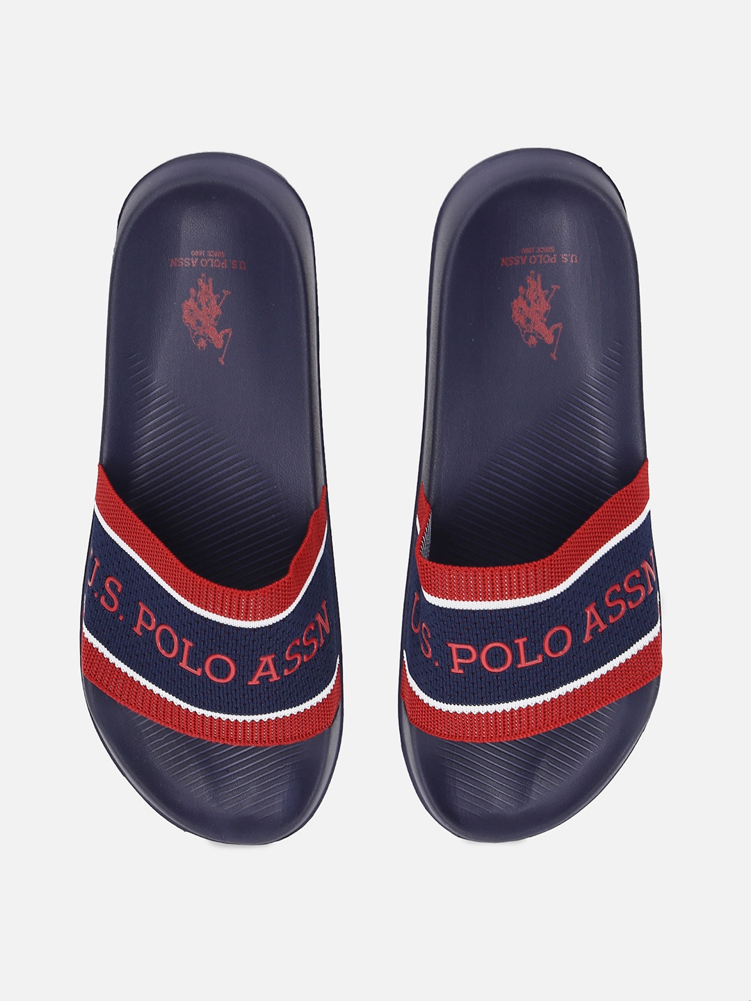 

U.S. Polo Assn. Men Navy Blue Self-Design Sliders